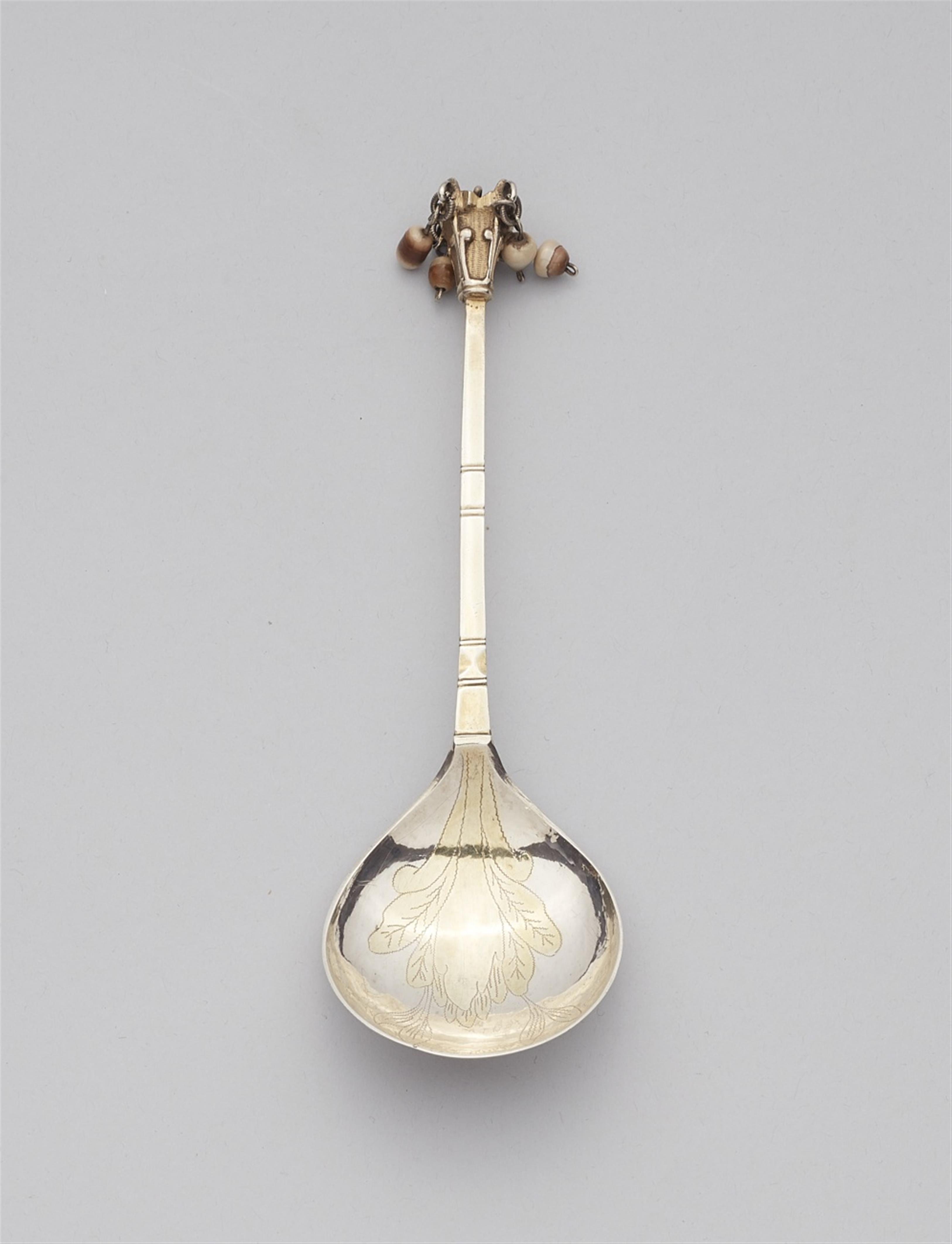 A partially gilt Swedish silver spoon - image-1