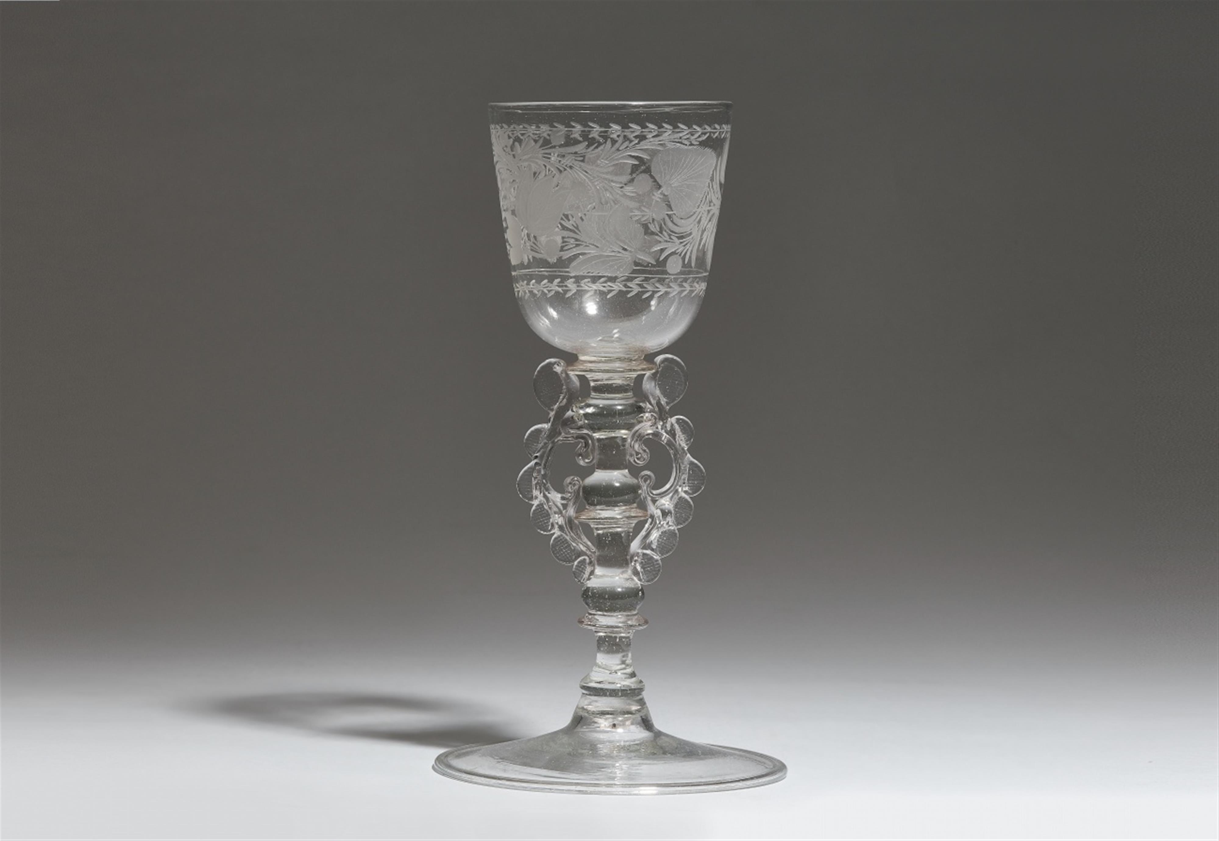 A Southern Bohemian serpent-stem glass goblet à la façon de Venise - image-1