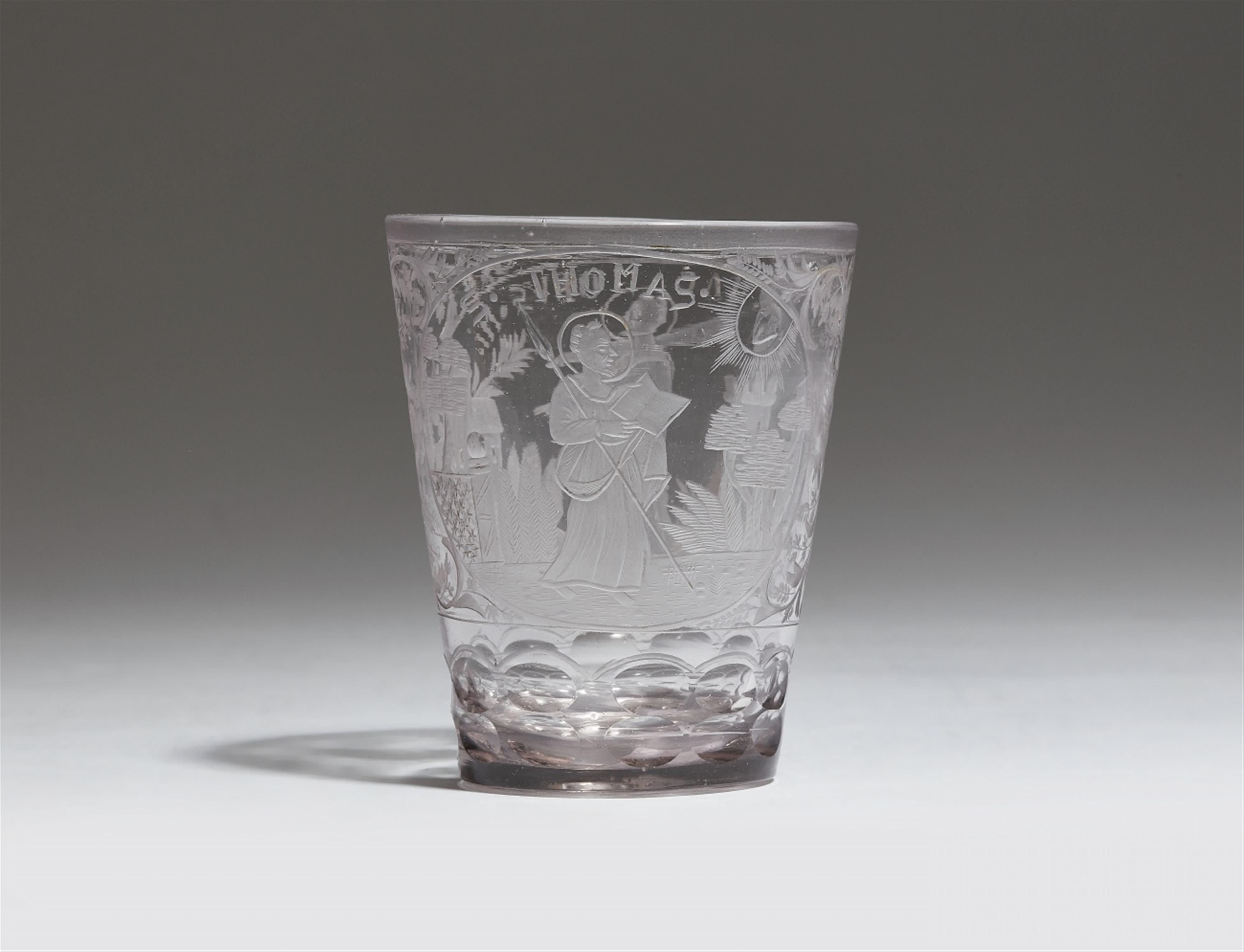 A Bohemian cut glass apostle goblet - image-1