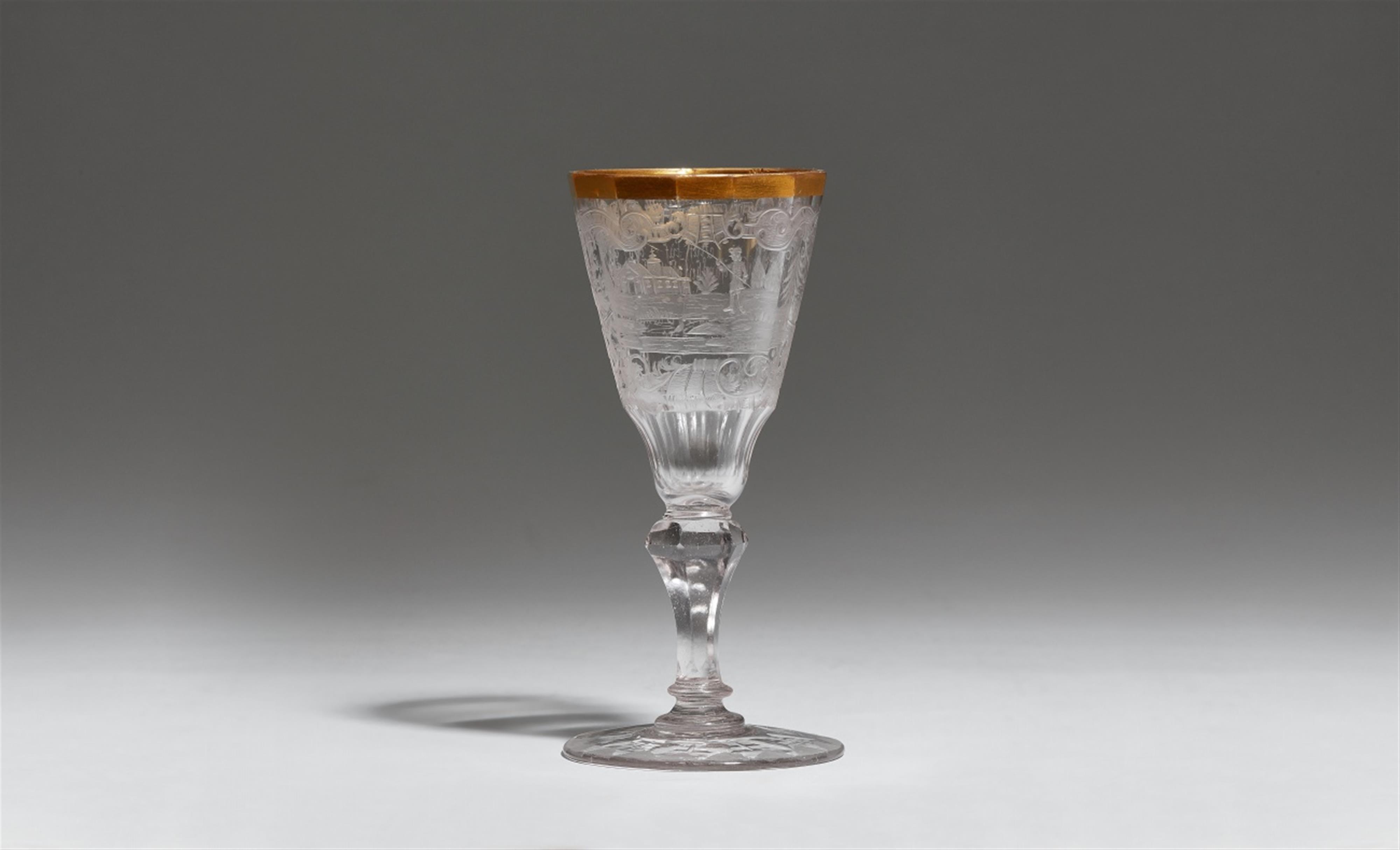 A Bohemian glass goblet with cartouche decor - image-1