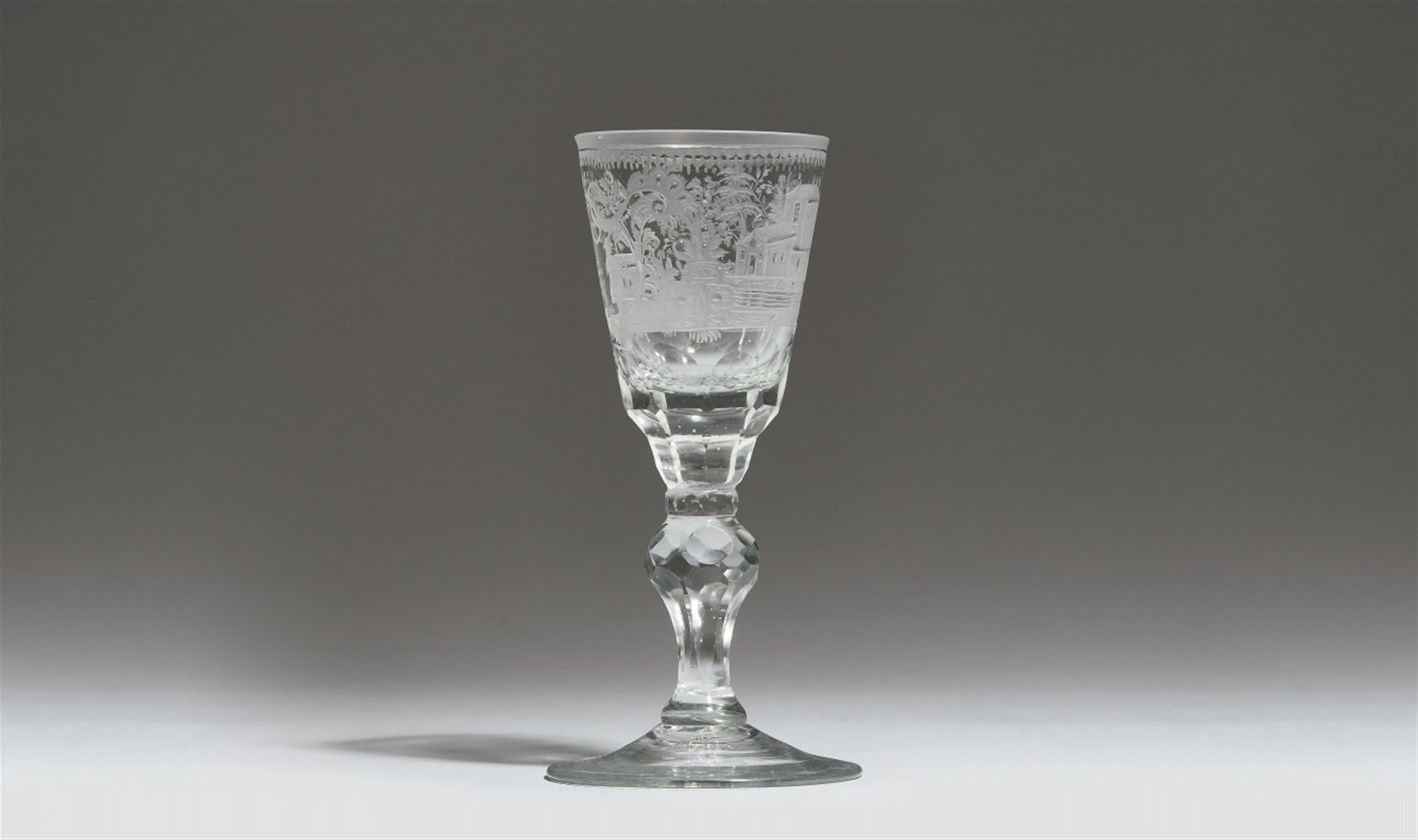 A Bohemian cut glass goblet with a man playing music - image-1