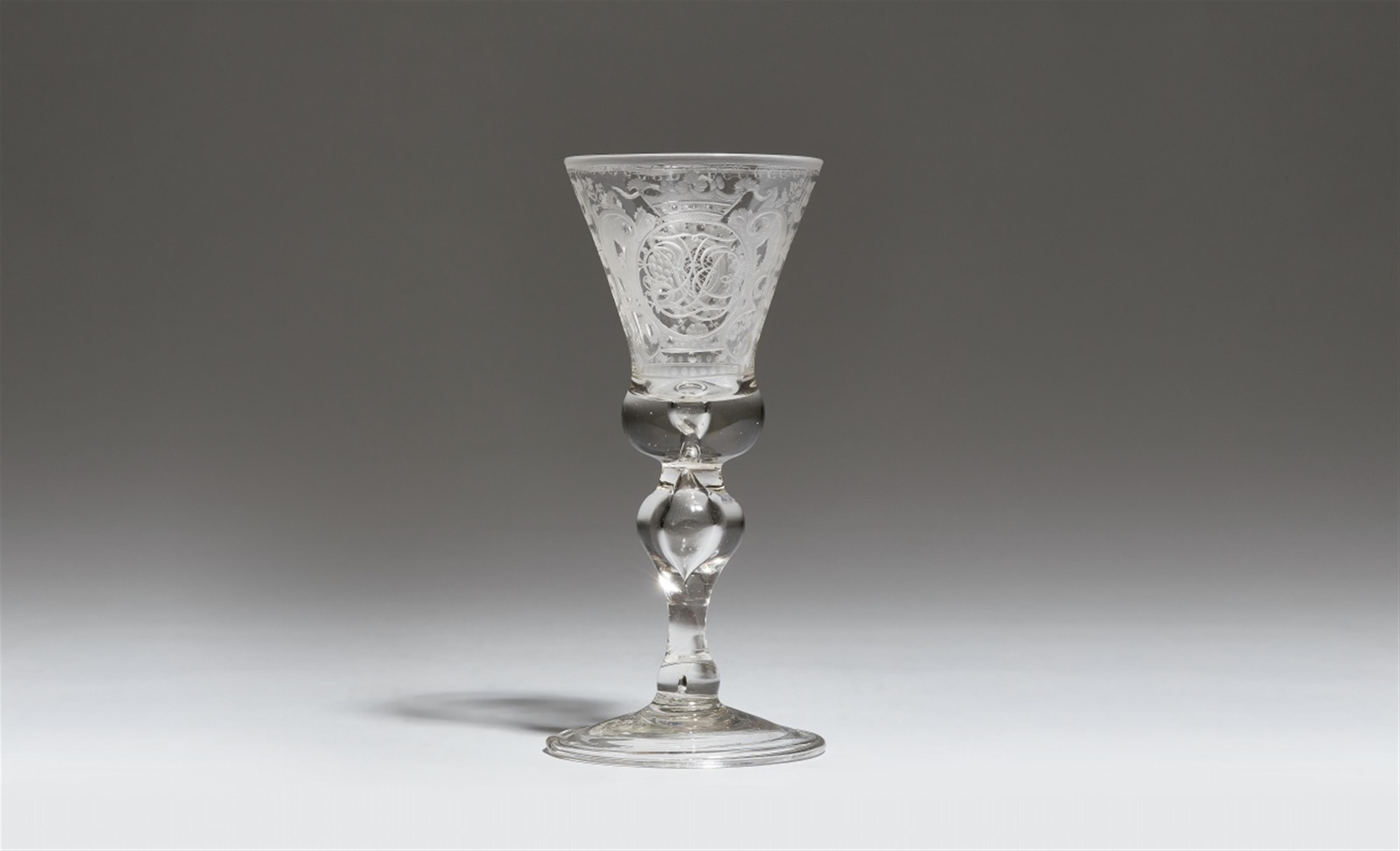 A Saxon cut glass goblet monogrammed EFB - image-1