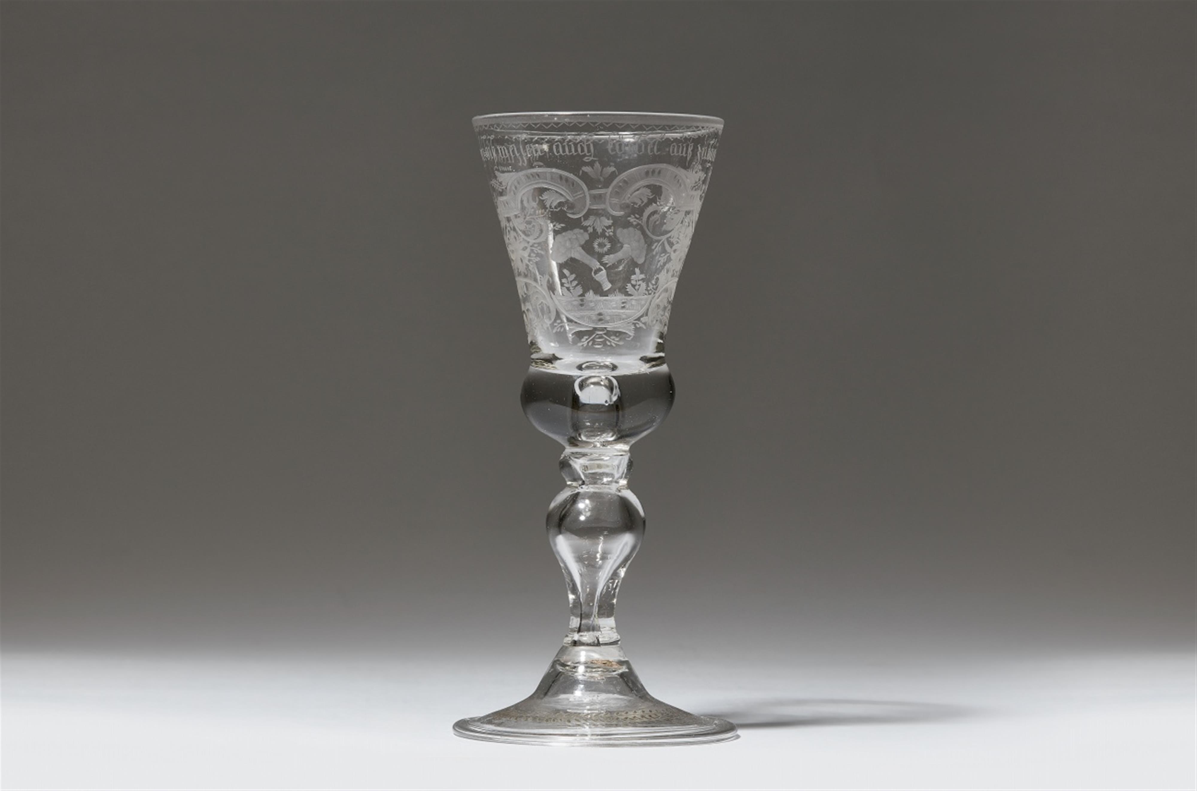 A Saxon cut glass goblet with an allegory of love - image-1
