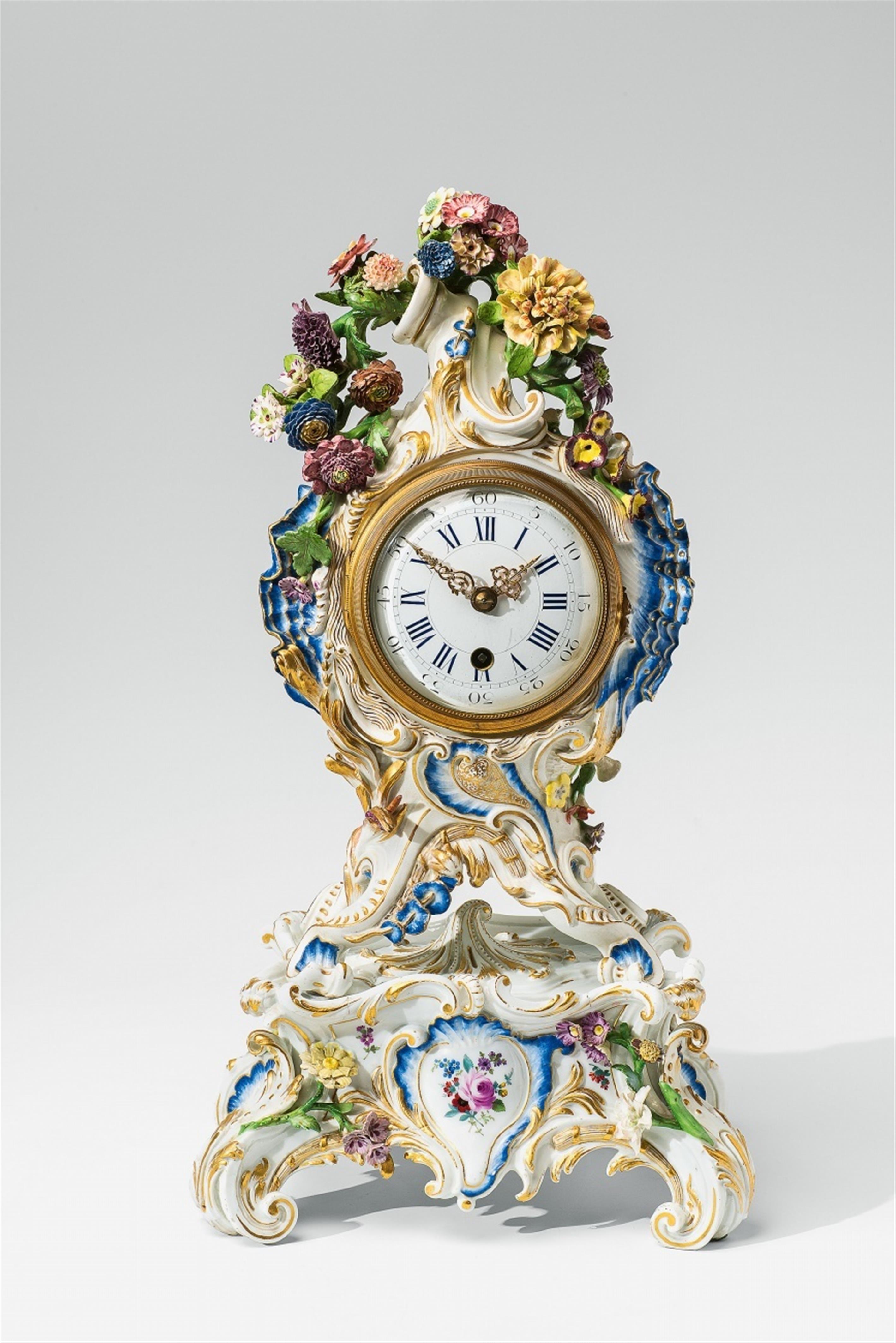 A Meissen Rococo porcelain pendulum clock - image-1