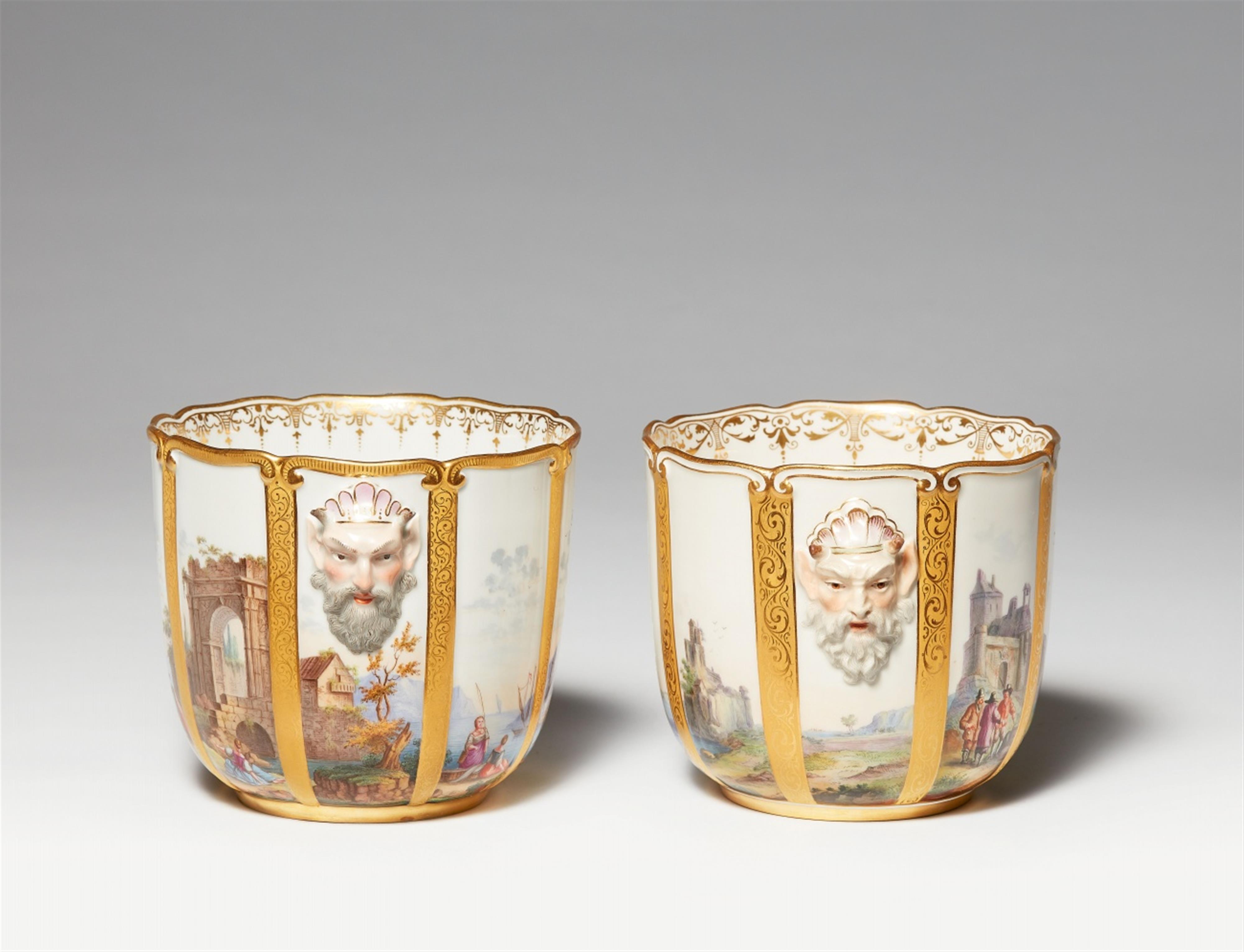Two Meissen porcelain cachepots with mascarons - image-1