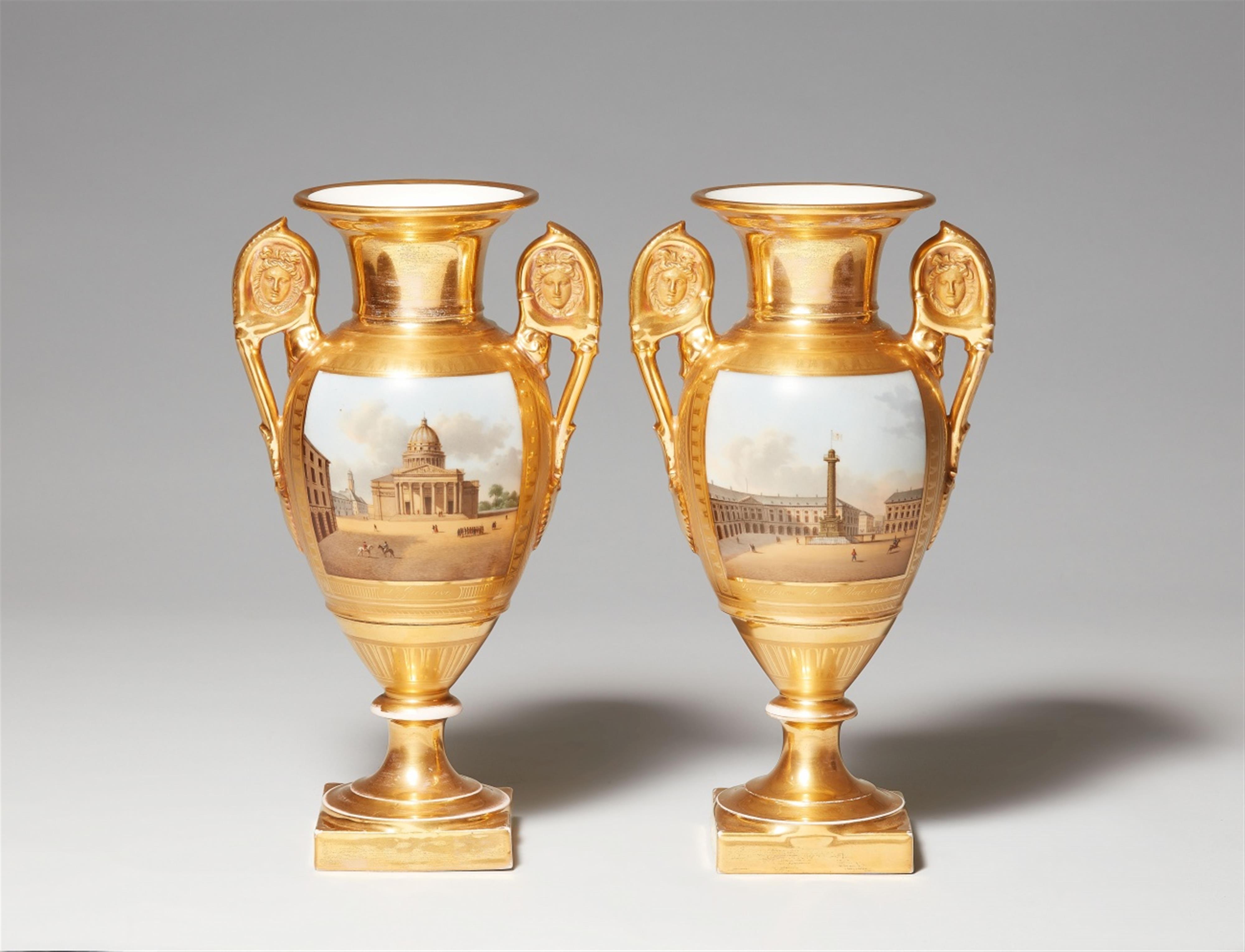 A pair of porcelain vases with views of Paris - image-1