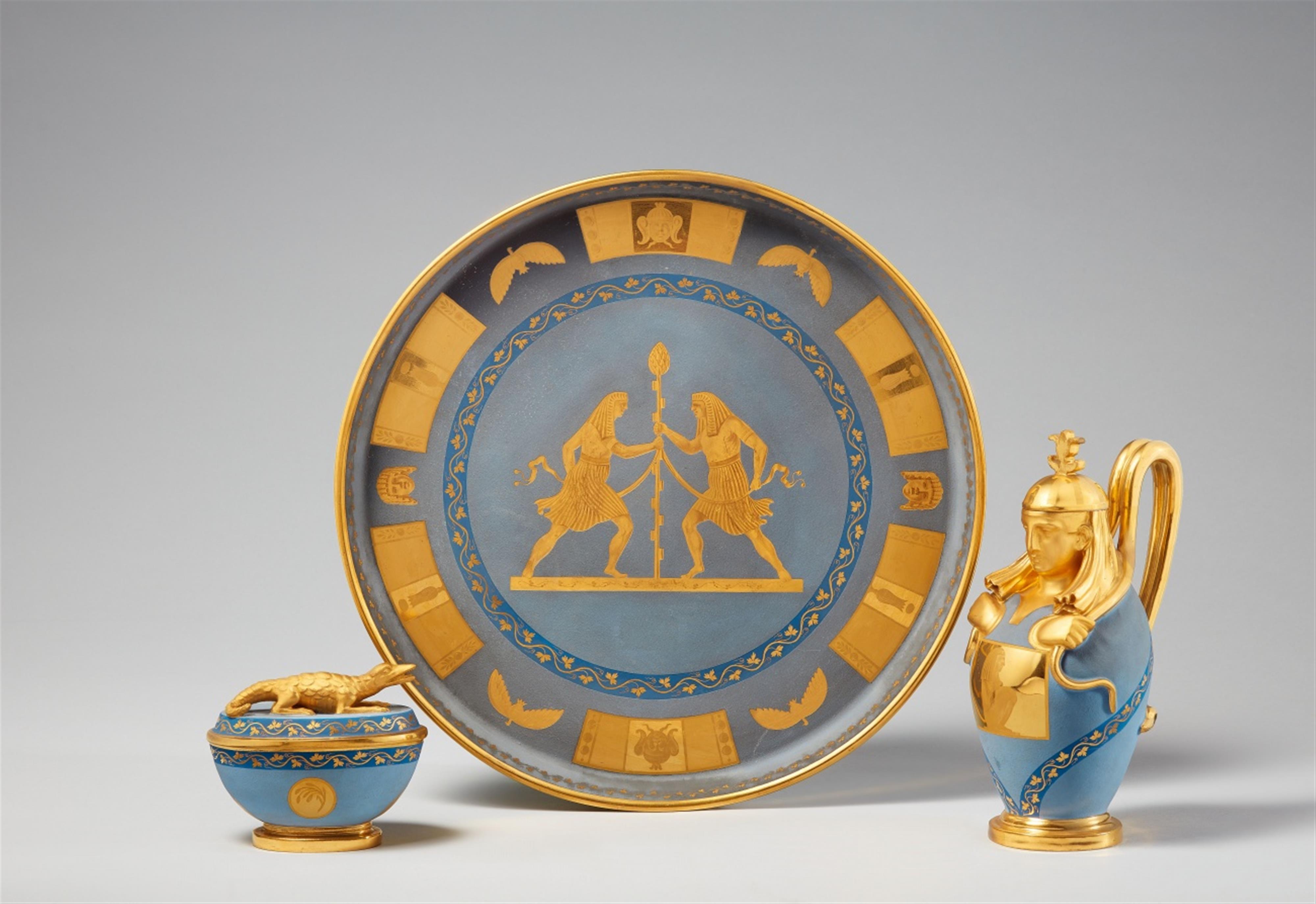 Three items from a Vienna porcelain service in the Egyptian taste - image-1
