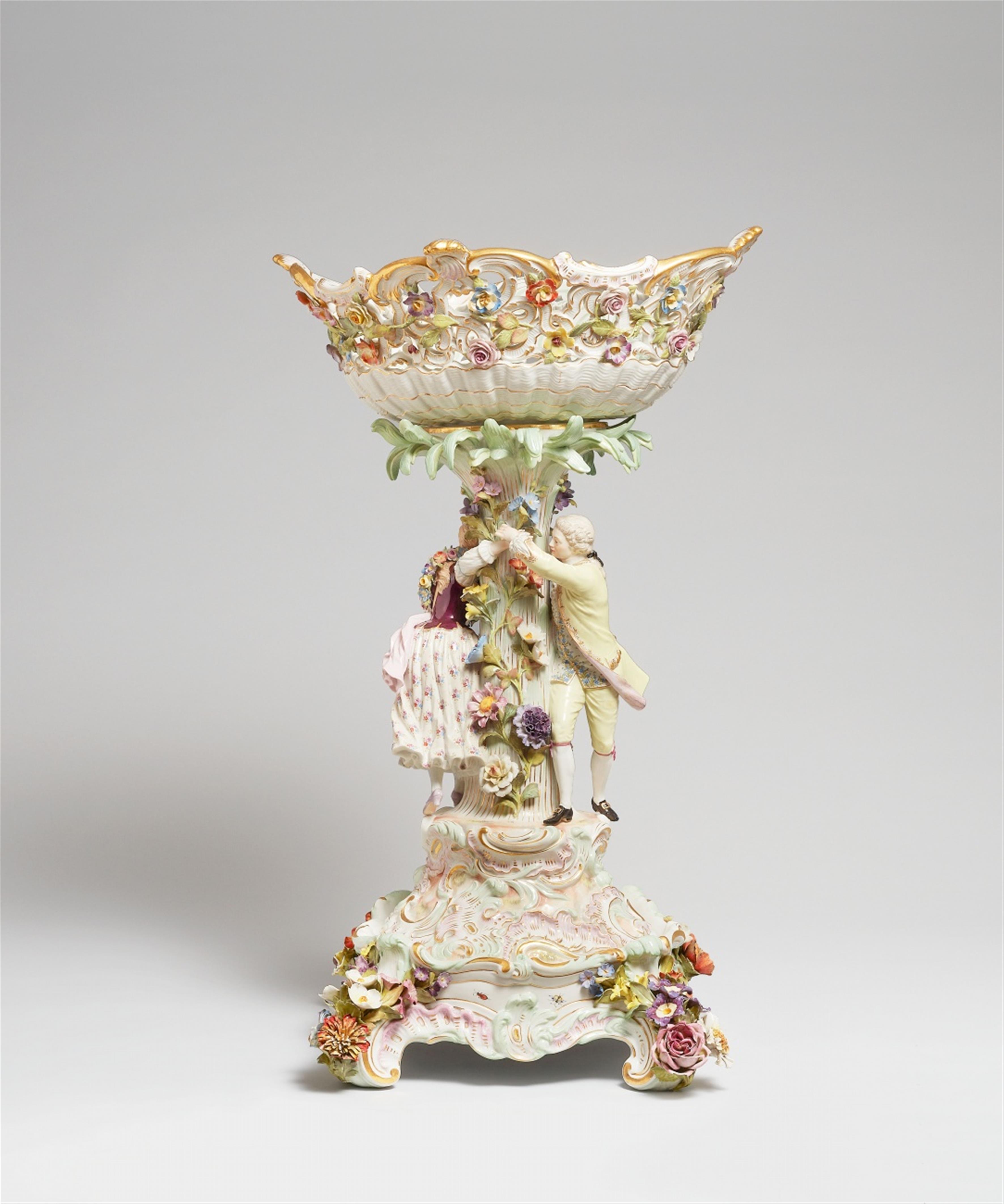 A large Meissen porcelain centrepiece with gardener figures - image-1