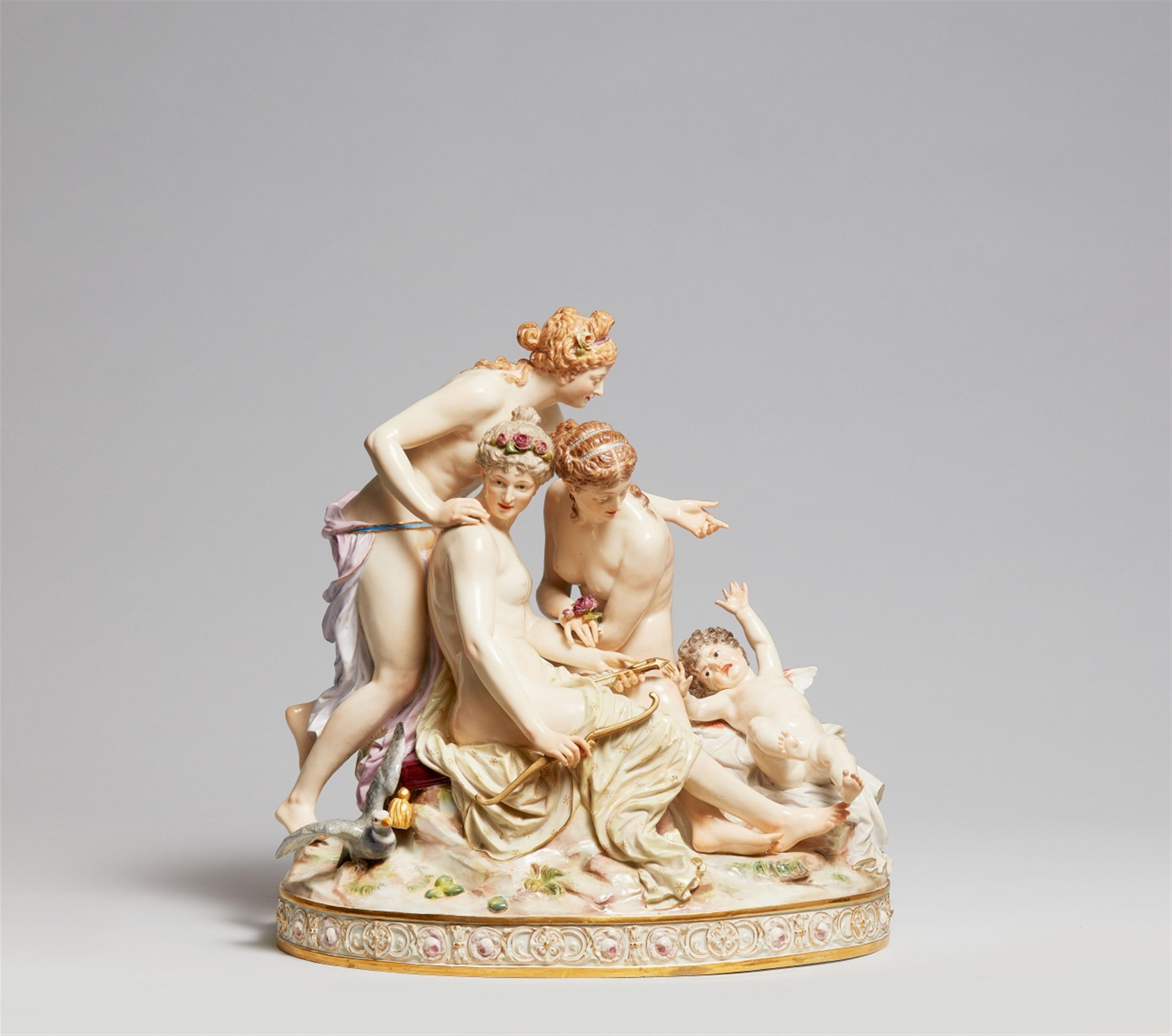 A Meissen porcelain group "the disarming of Cupid" - image-1