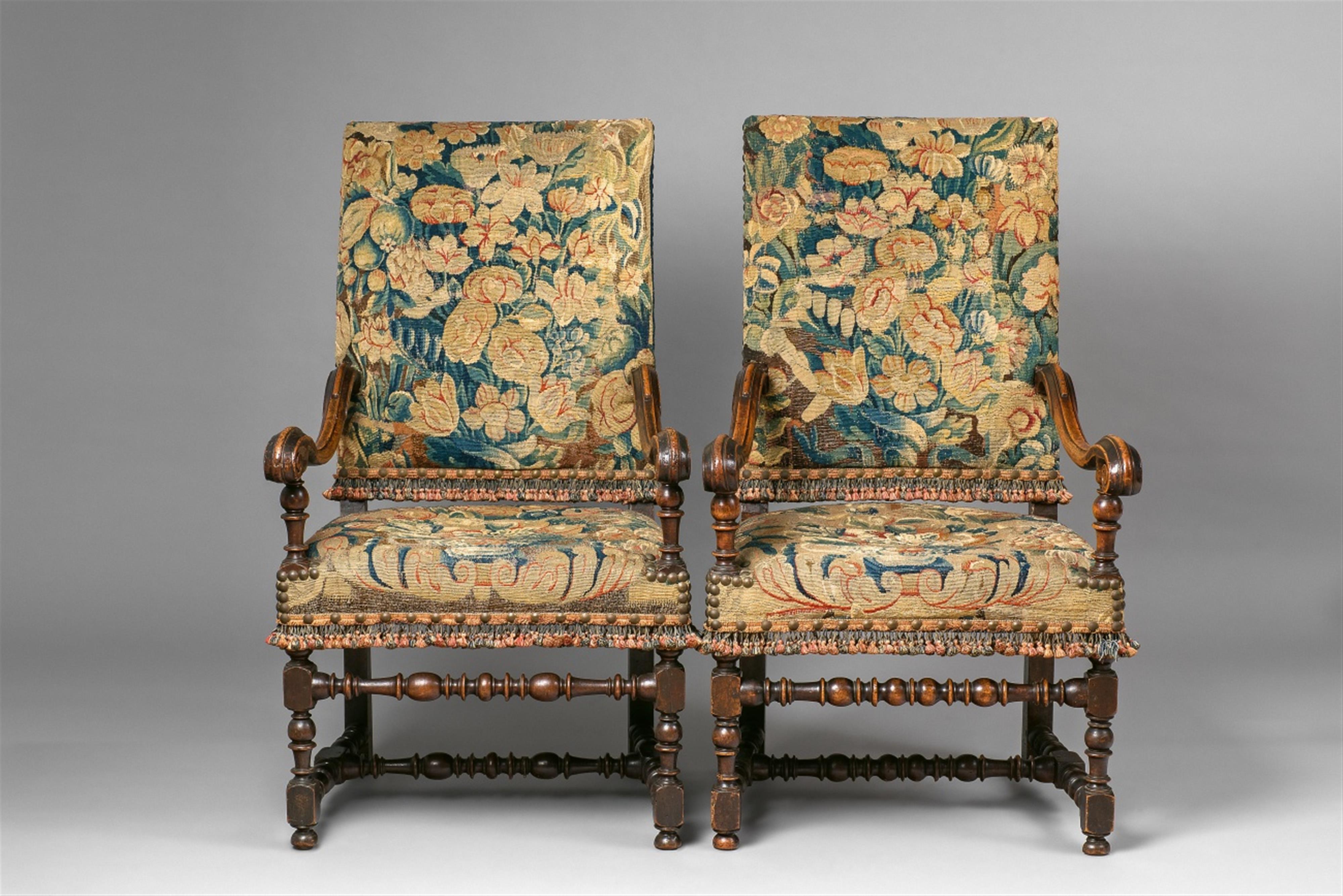 A pair of Baroque walnut armchairs - image-1
