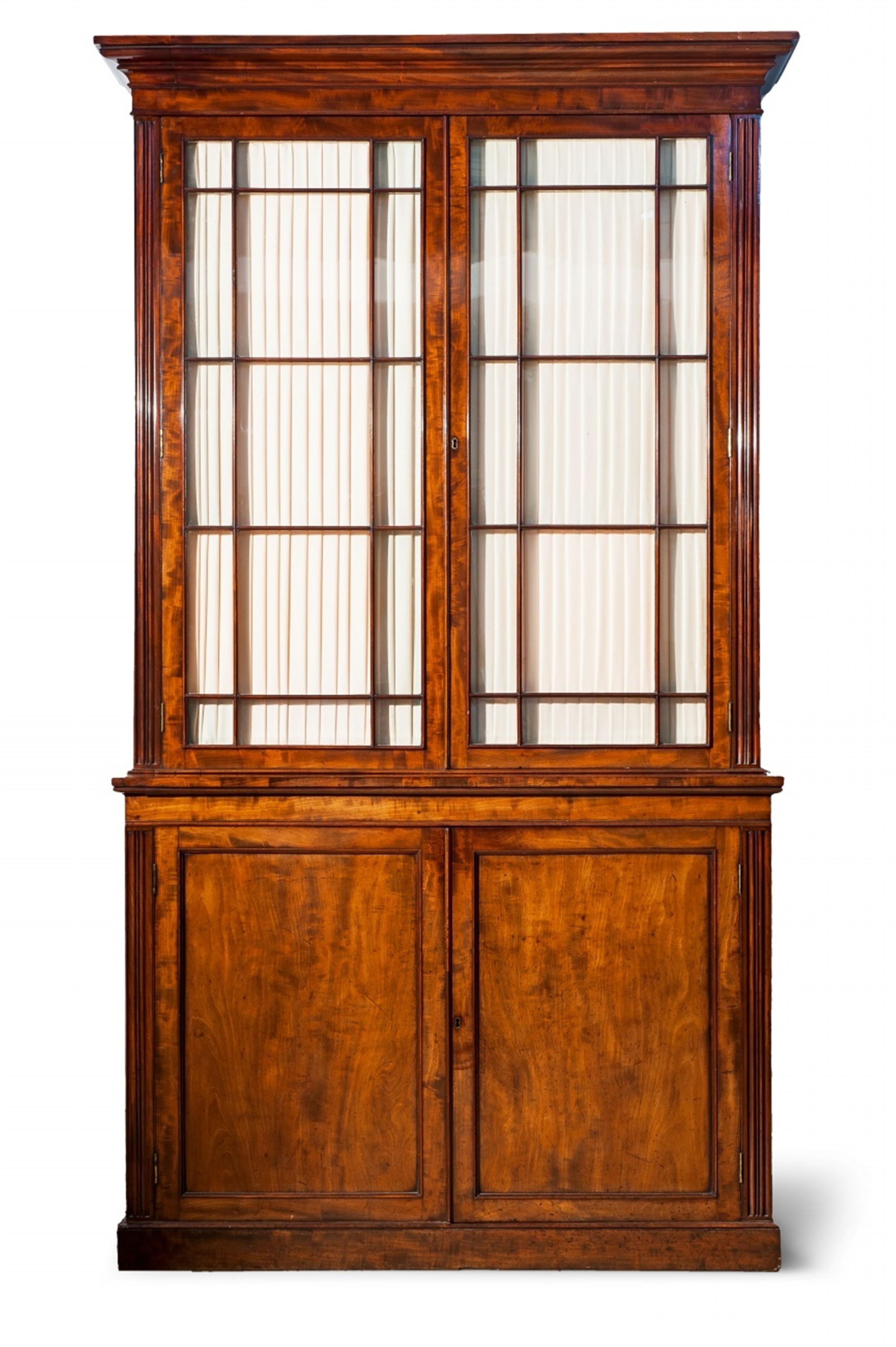An English mahogany veneer library cabinet - image-1