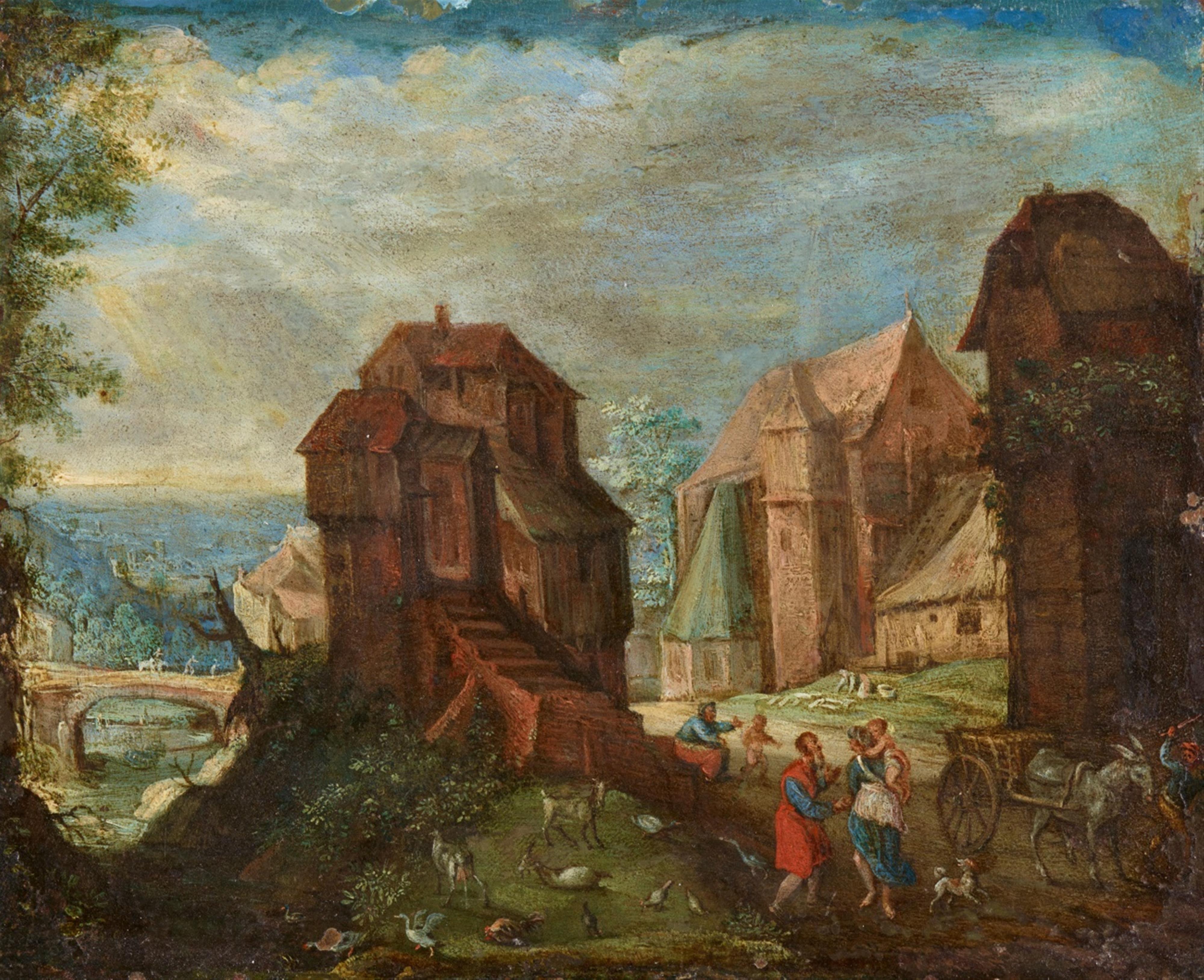 Anton Mirou, attributed to - Village Landscape with Abraham and Hagar - image-1