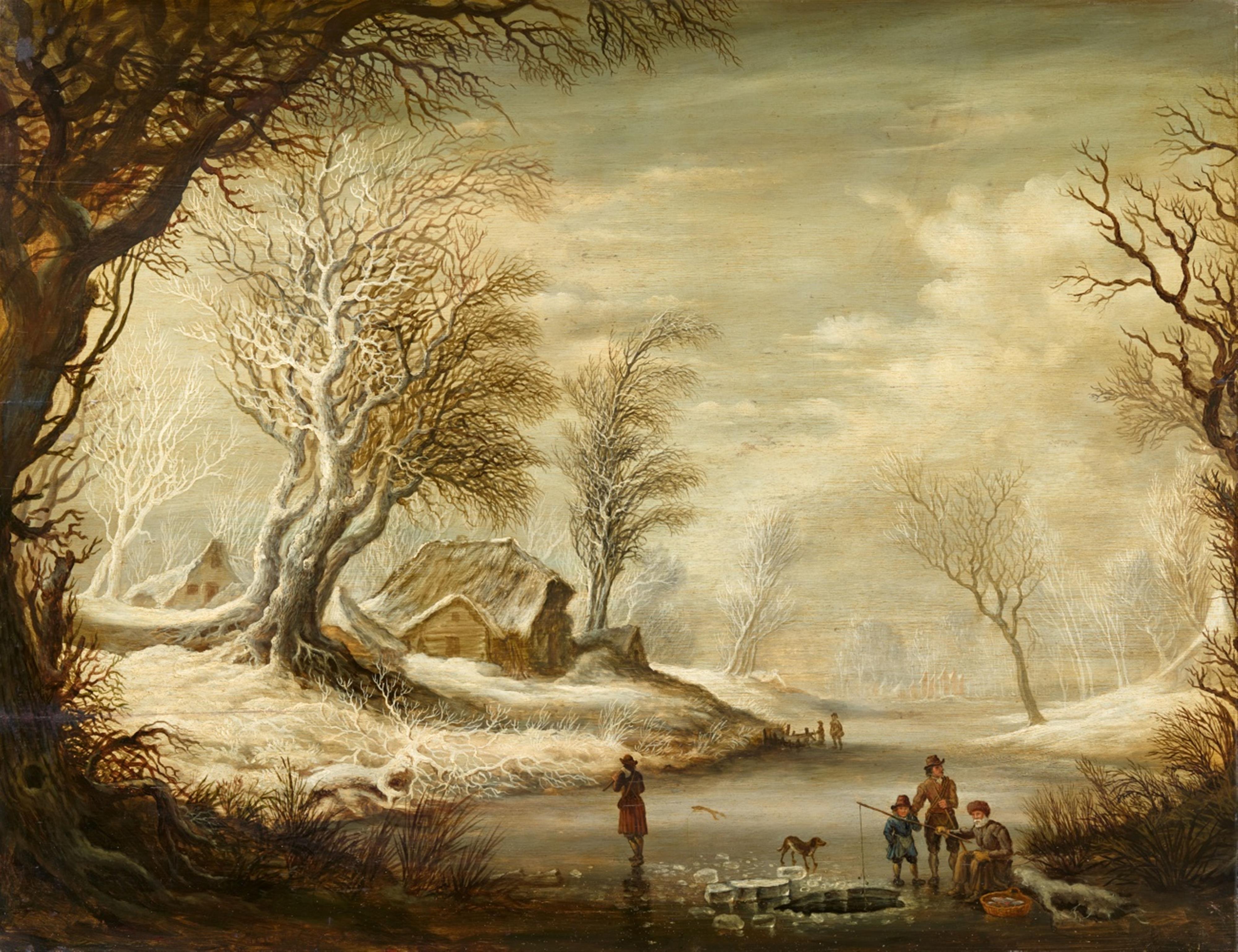 Gysbrecht Leytens - Winter Landscape with Ice Fishers - image-1