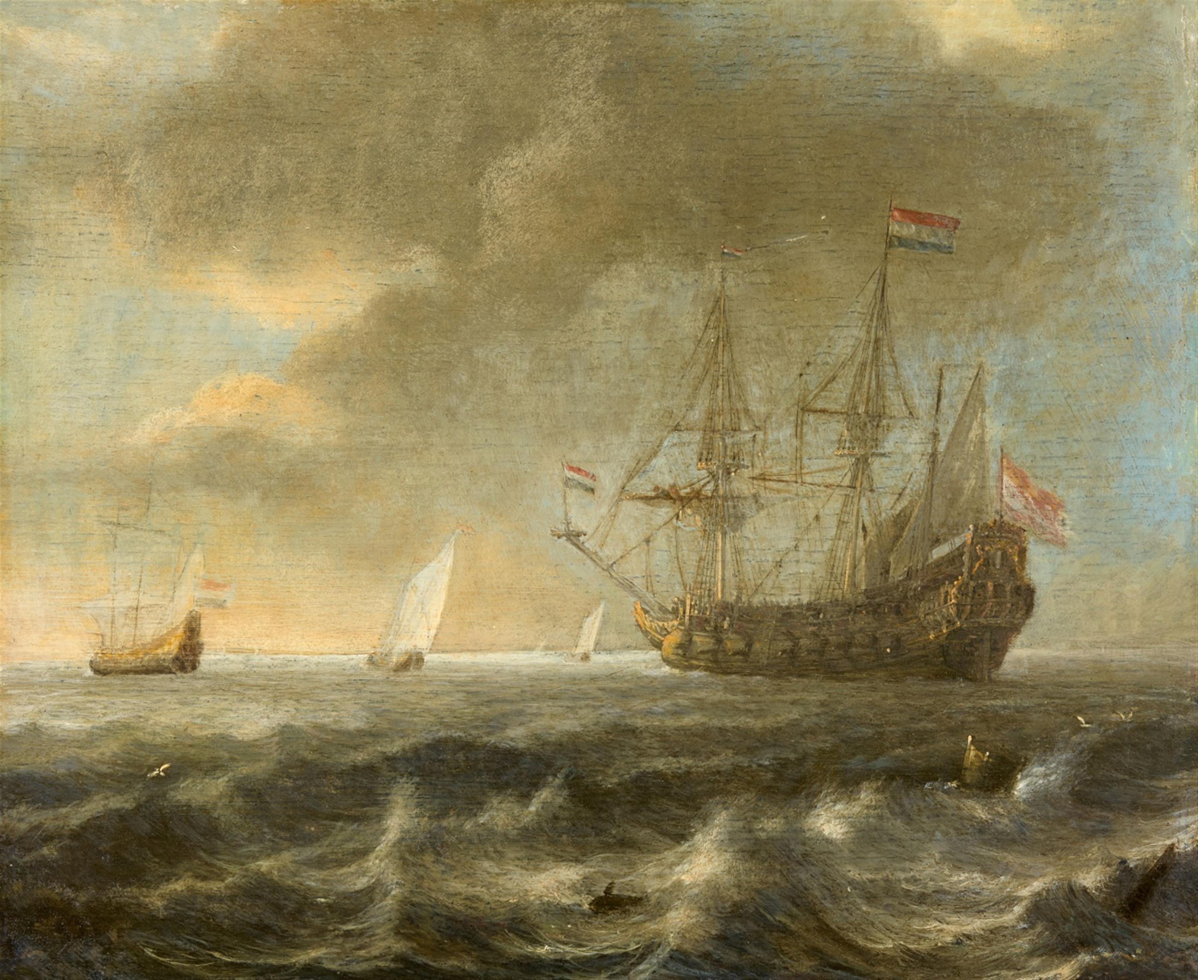 Simon de Vlieger - Two Maritime Works: Sailing Ship on Calm Seas Three-Master on Calm Seas - image-1