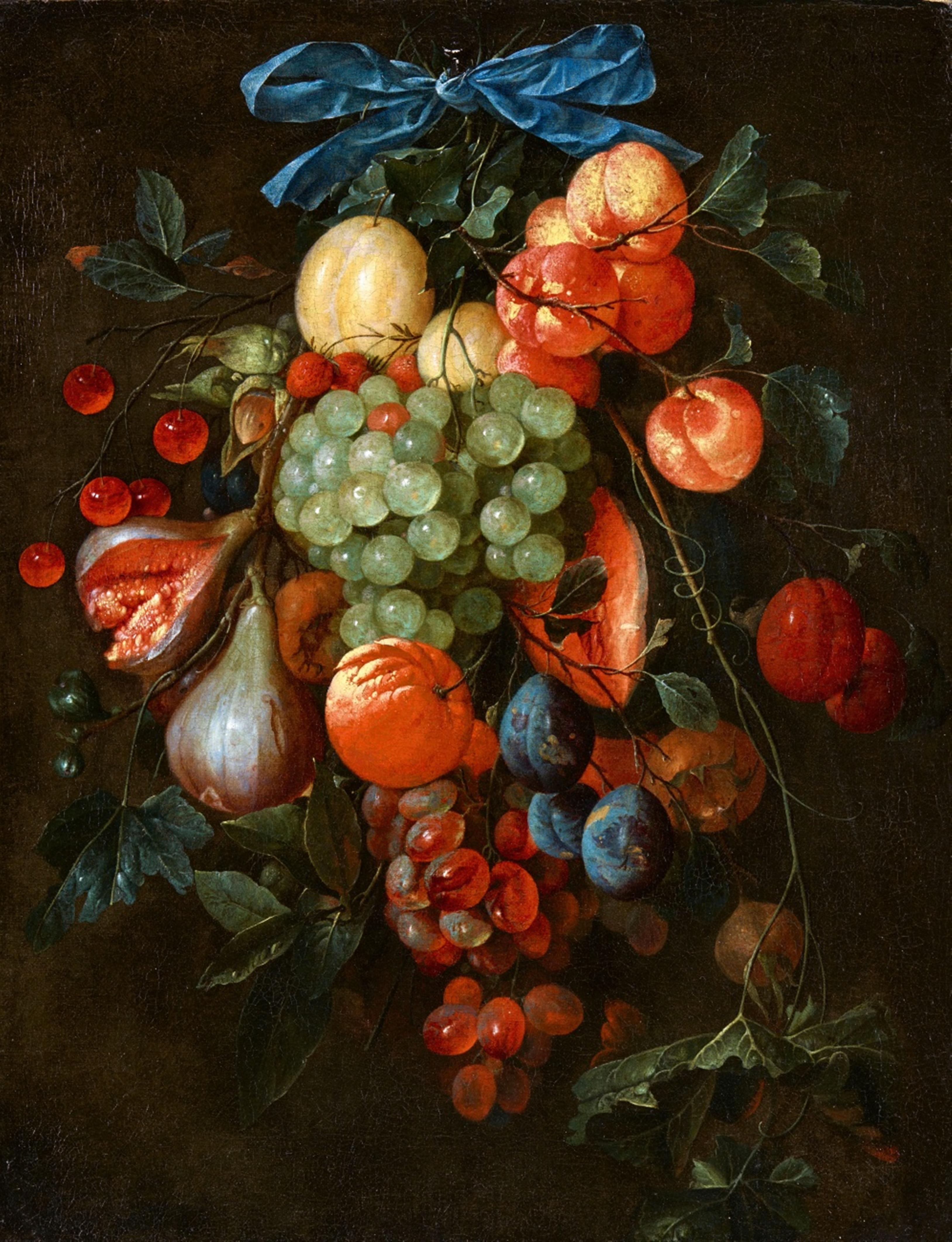 Cornelis de Heem - Stillleben mit Früchten an einer blauen Schleife - image-1