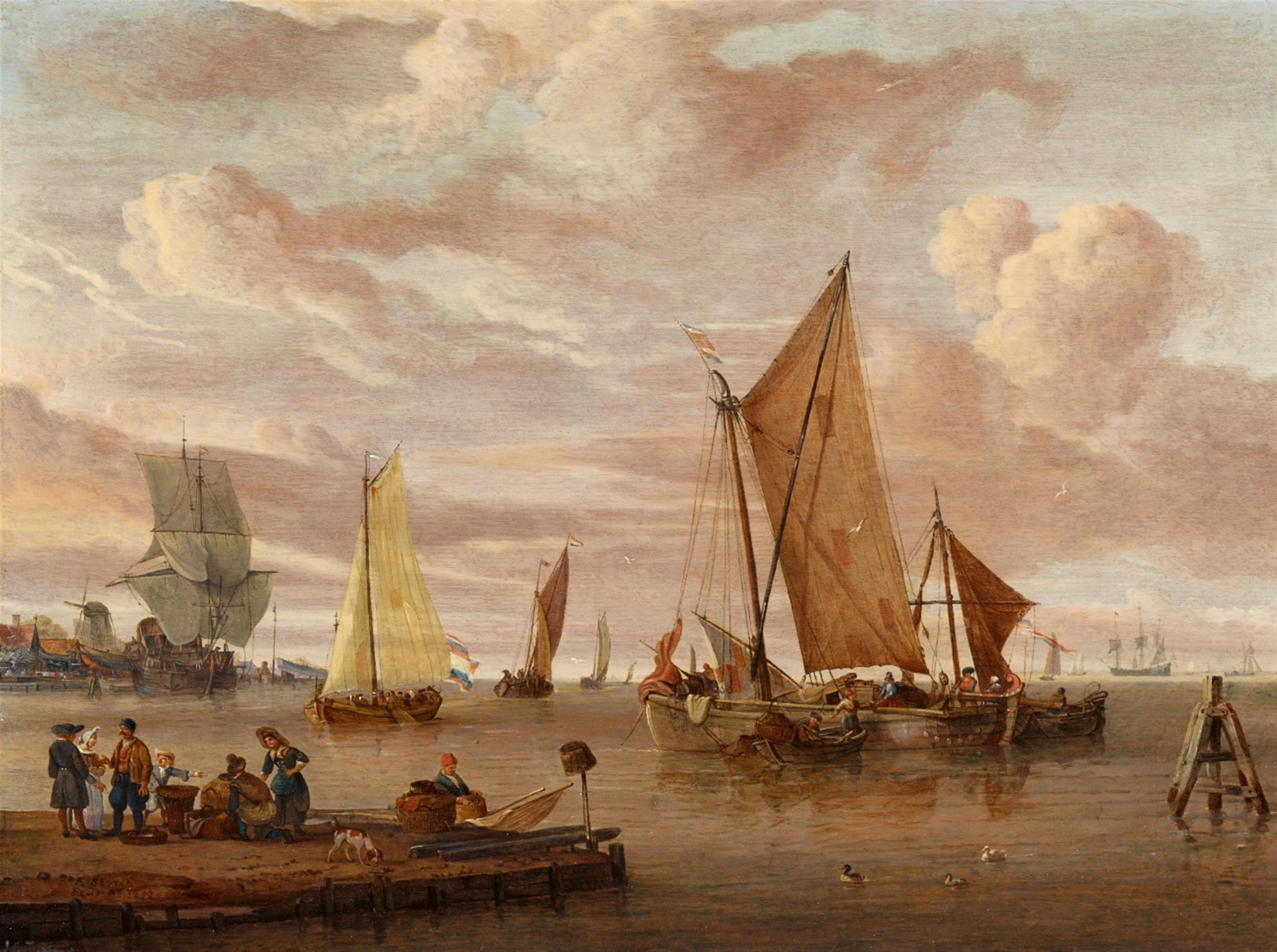 Abraham Storck - Ships and Boats at Harbour - image-1