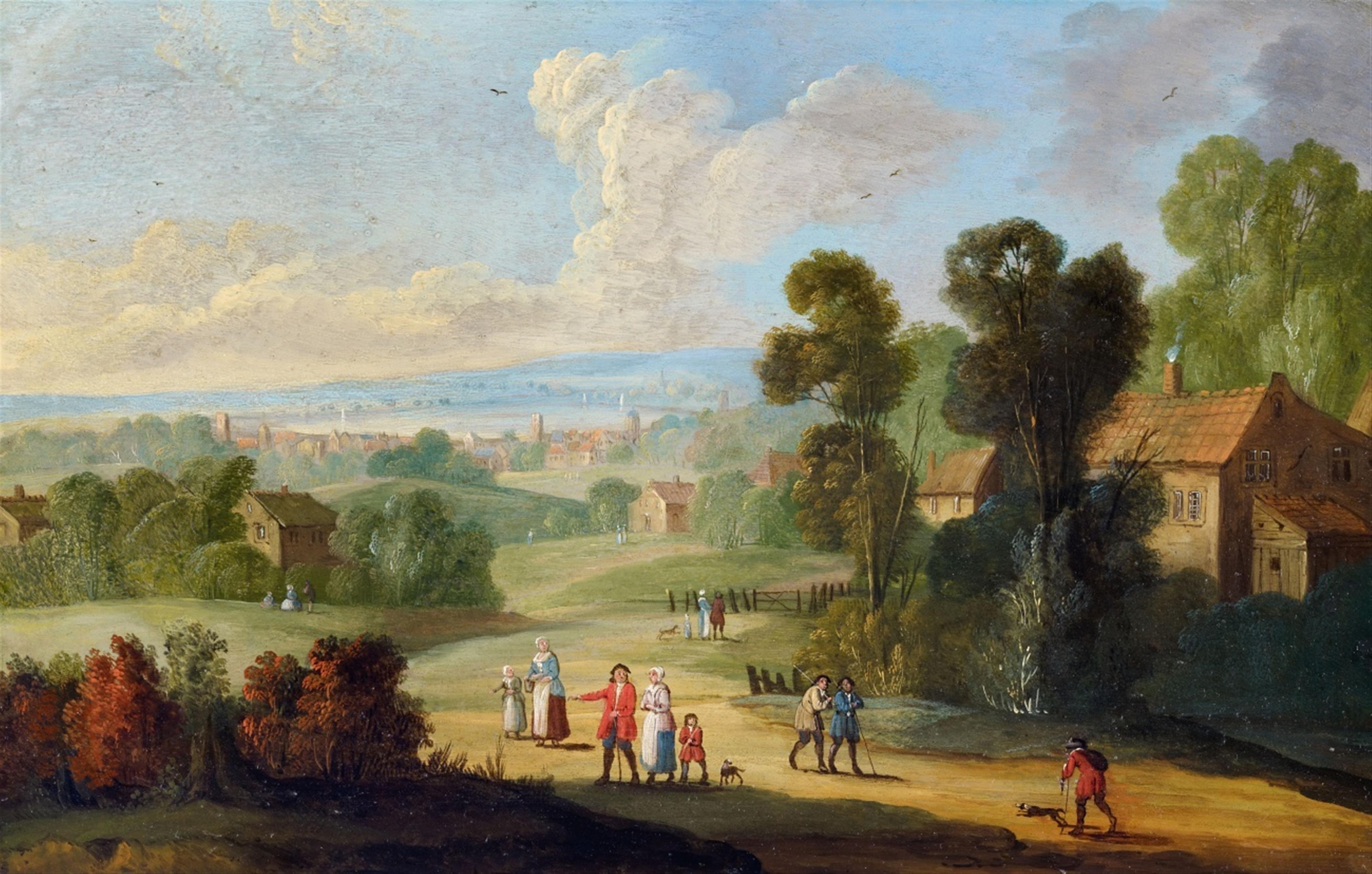 Jan Frans van Bredael - Landschaft mit Häusern und Figuren - image-1