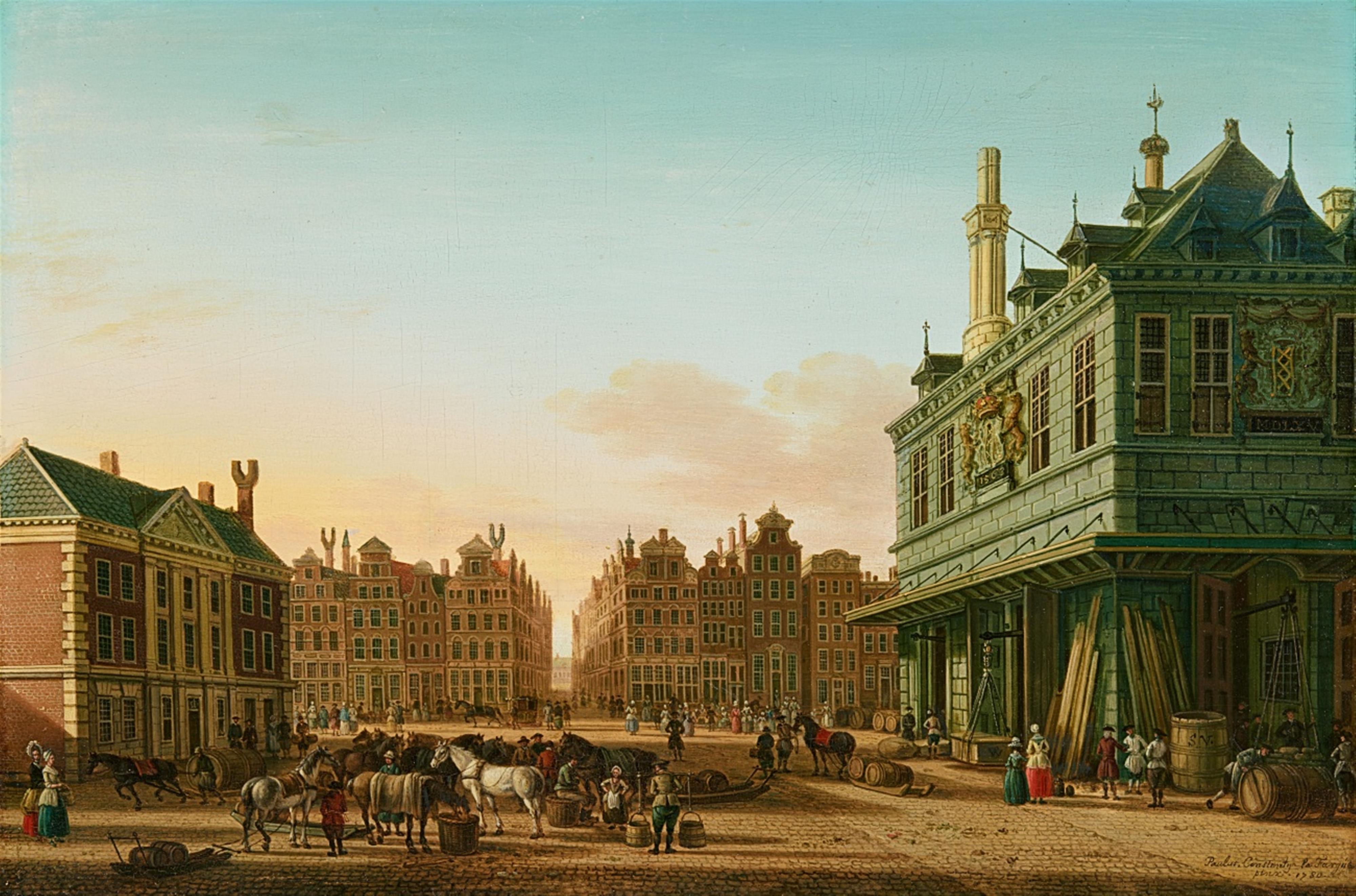 Paulus Constantijn la Fargue - Dam Square in Amsterdam with the Waag - image-1