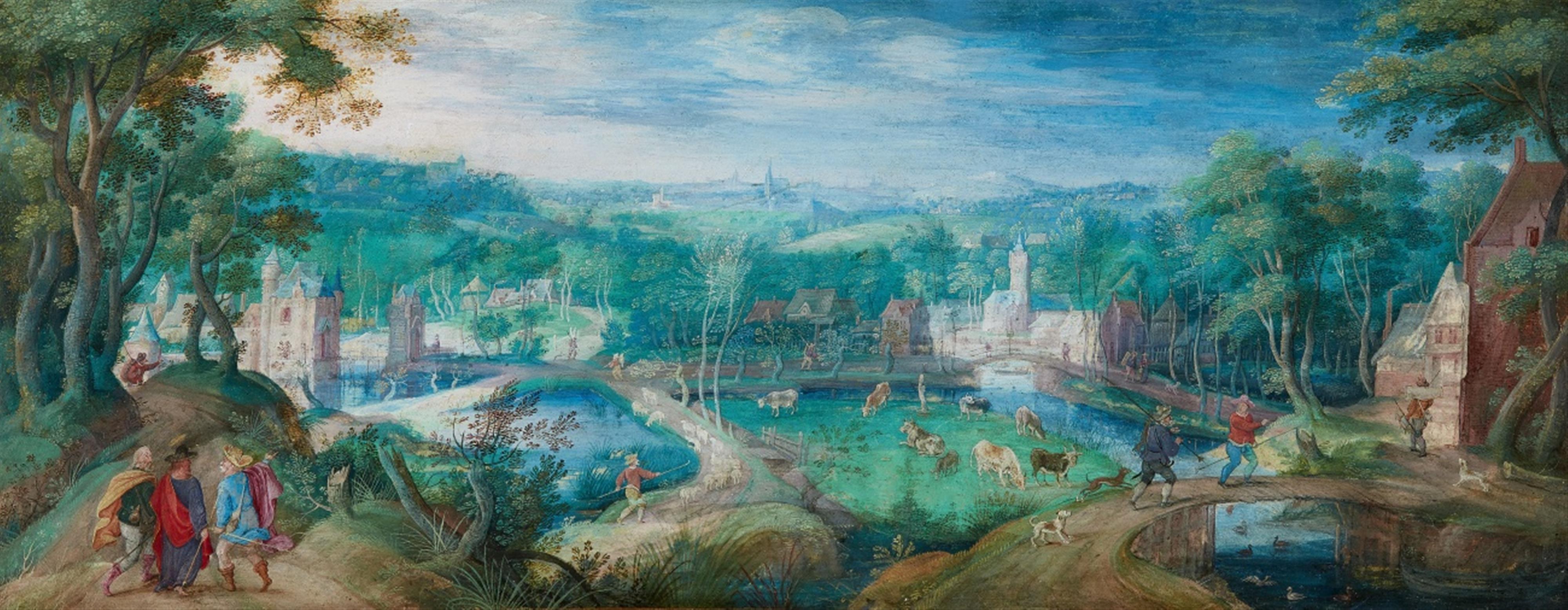 Frans Boels - Landscape with Pilgrims and Peasants - image-1