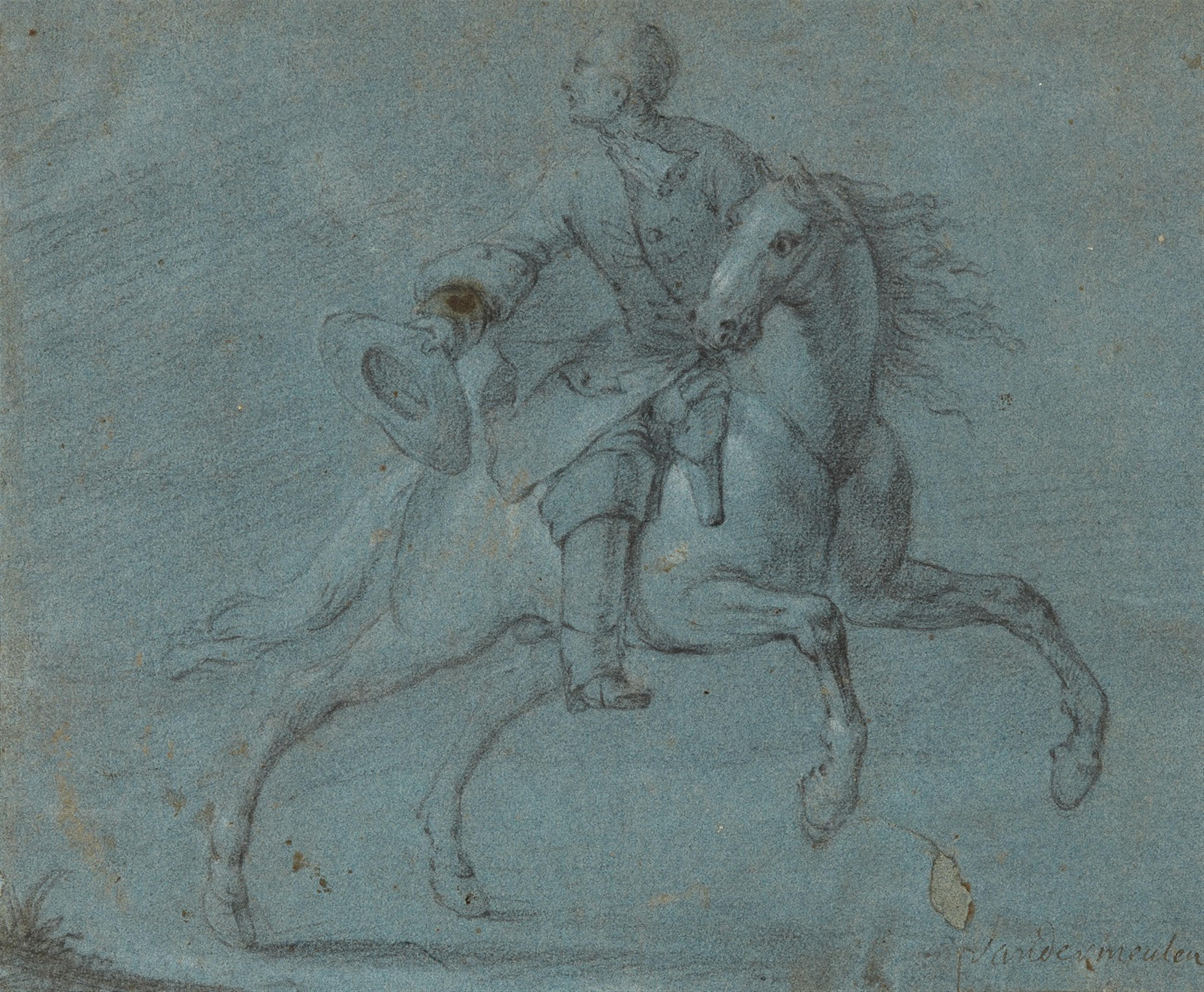 Adam Frans van der Meulen, attributed to - Study of a Man on Horseback - image-1