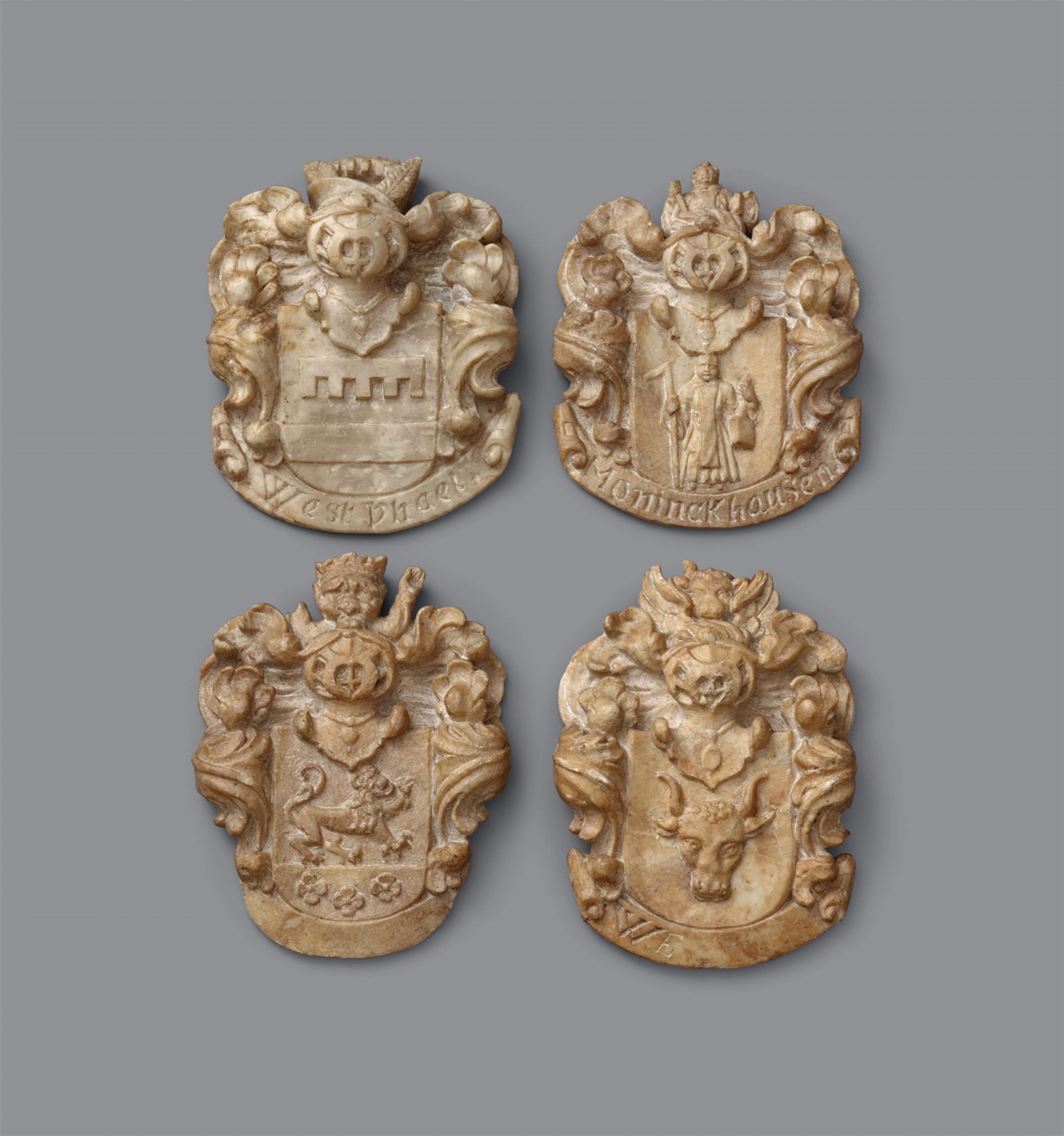 Probably Westphalia first half 17th century - Four alabaster shields, probably Westphalian, first half 17th century - image-1
