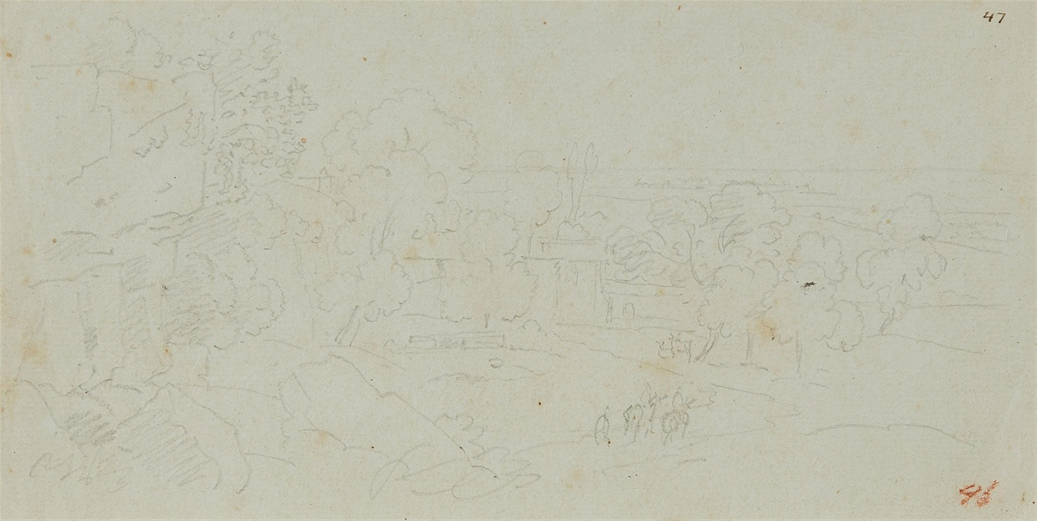 Karl Friedrich Schinkel - Blick auf Syrakus mit dem Landhaus des englischen Konsuls G. F. Leckie in Tremiglia - image-1
