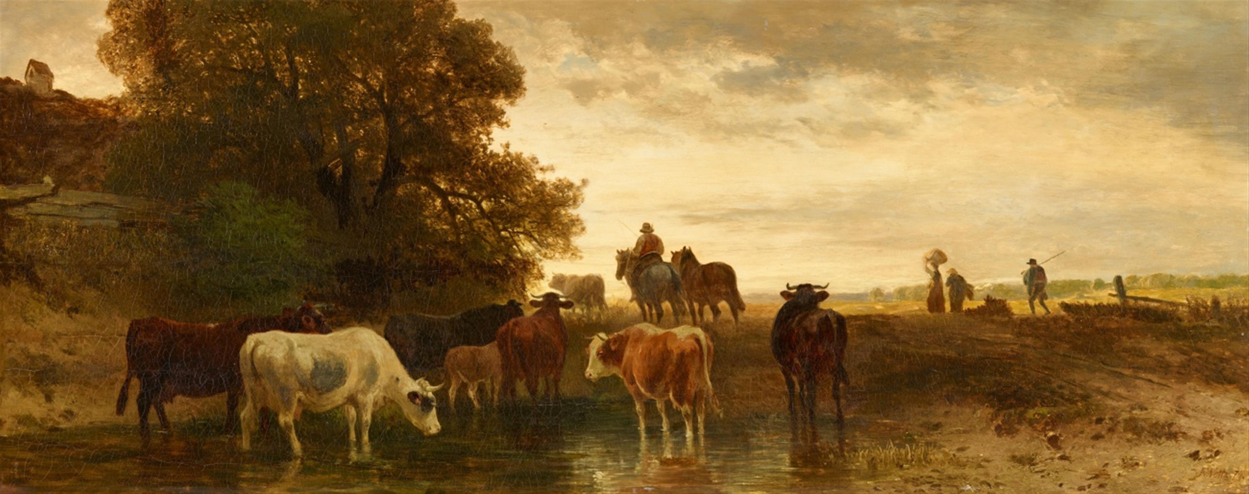 Johann Friedrich Voltz - Landscape with Peasants and Cattle - image-1