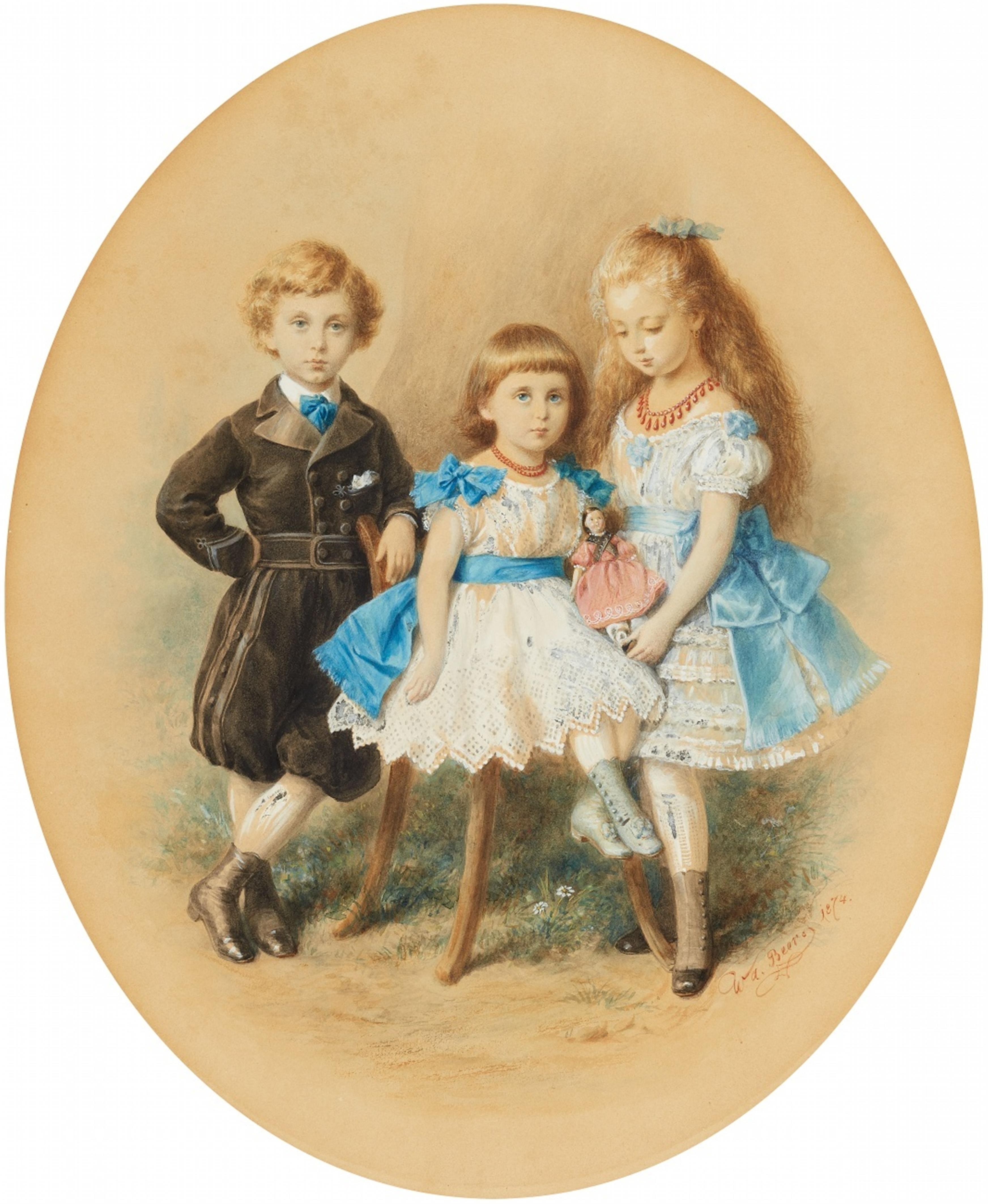 Wilhelm Amandus Beer - Three Children in Festive Attire - image-1