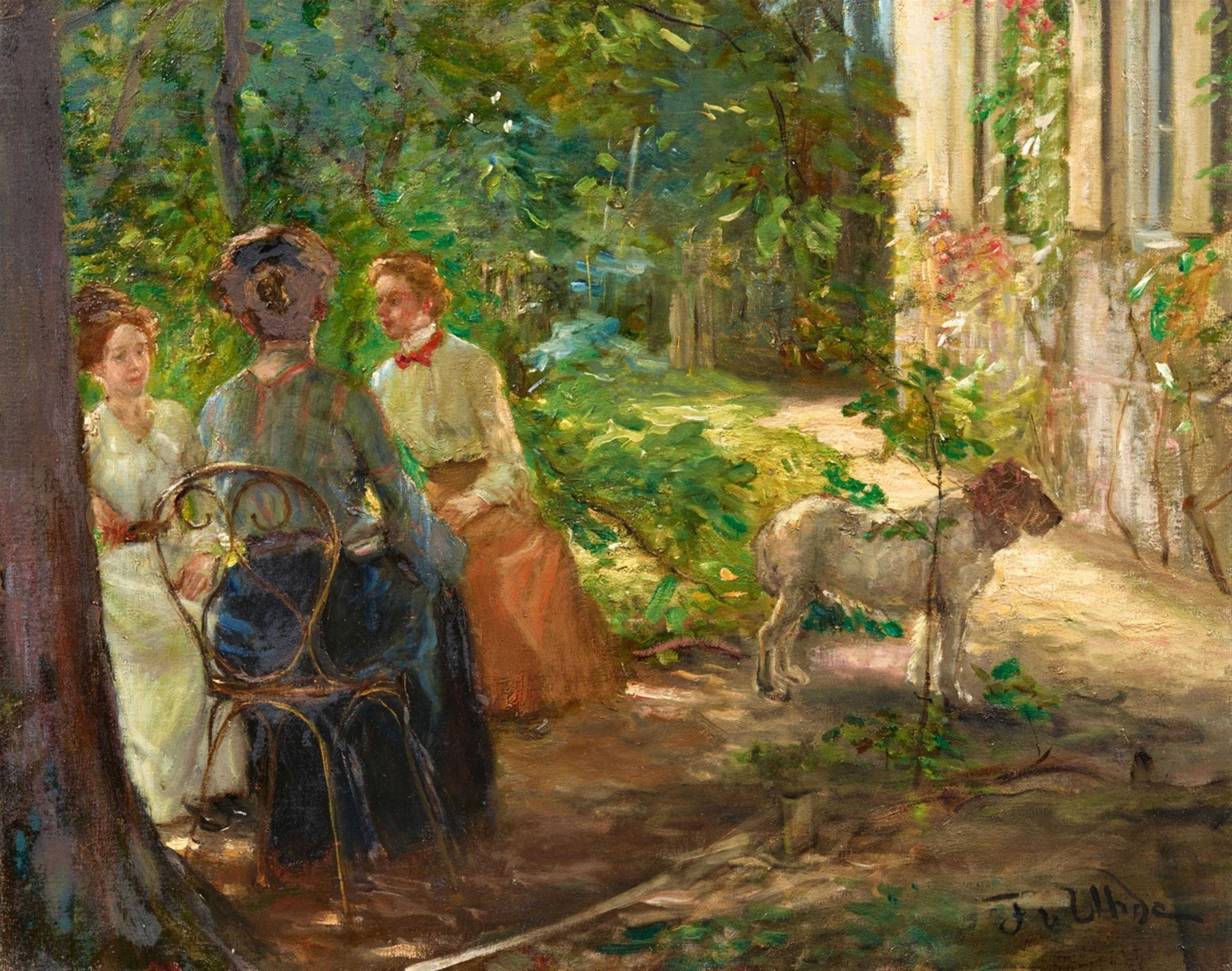 Fritz von Uhde - The Little Chat (Garden Scene) - image-1