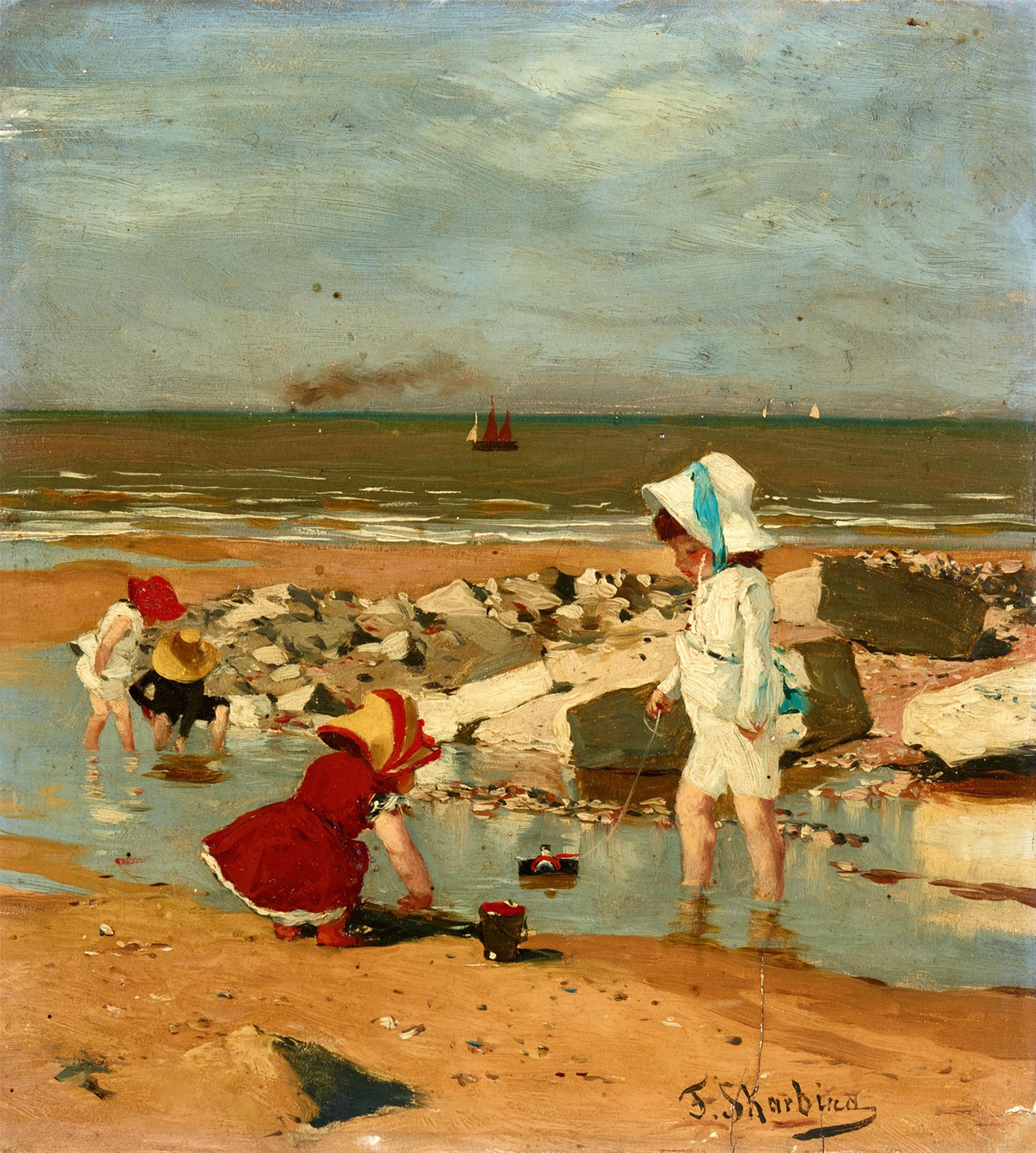 Franz Skarbina - Children Playing on the Beach - image-1