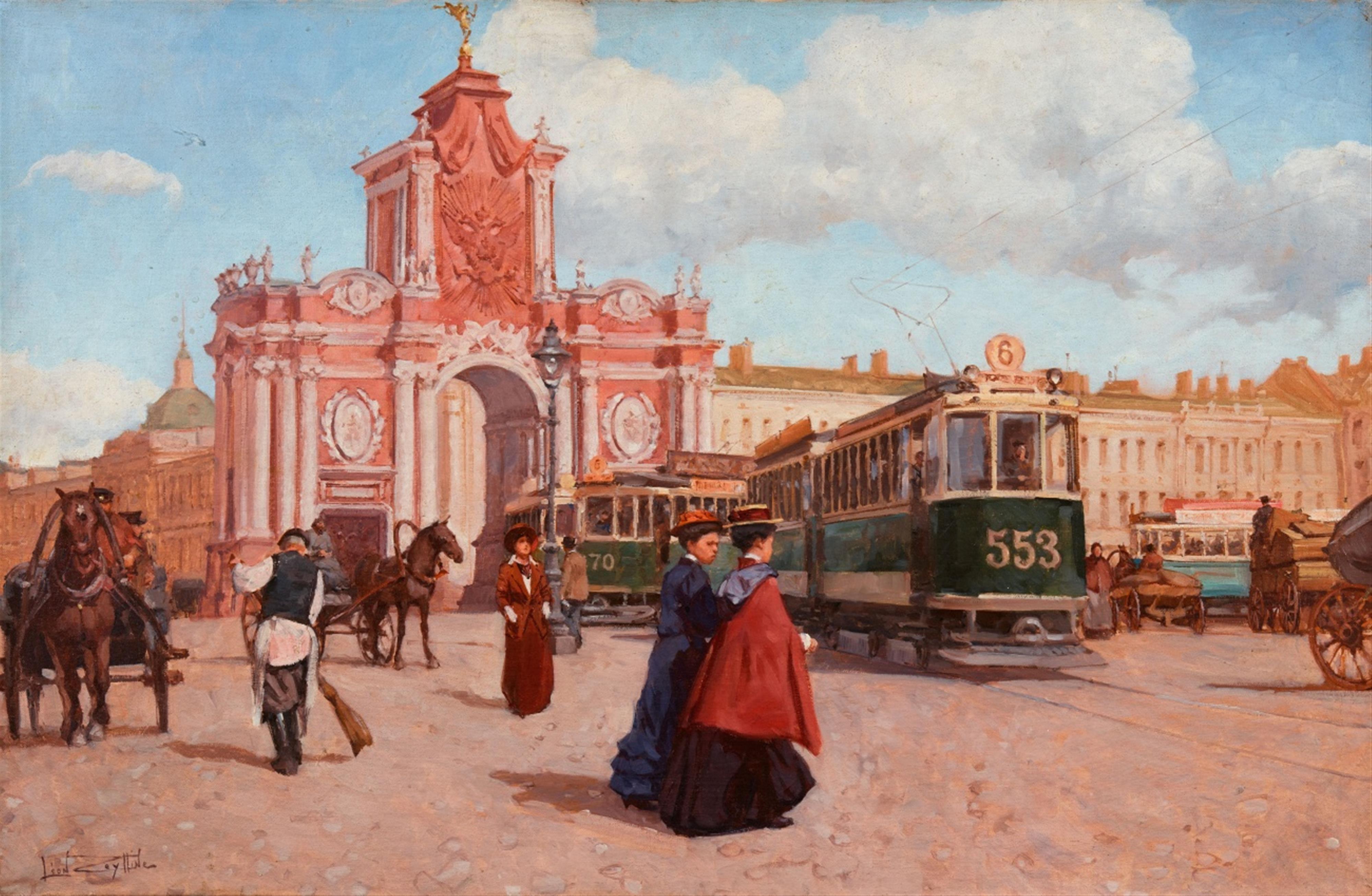 Léon Zeytline - Ansicht des Moskauer Boulevards mit dem Roten Tor - image-1