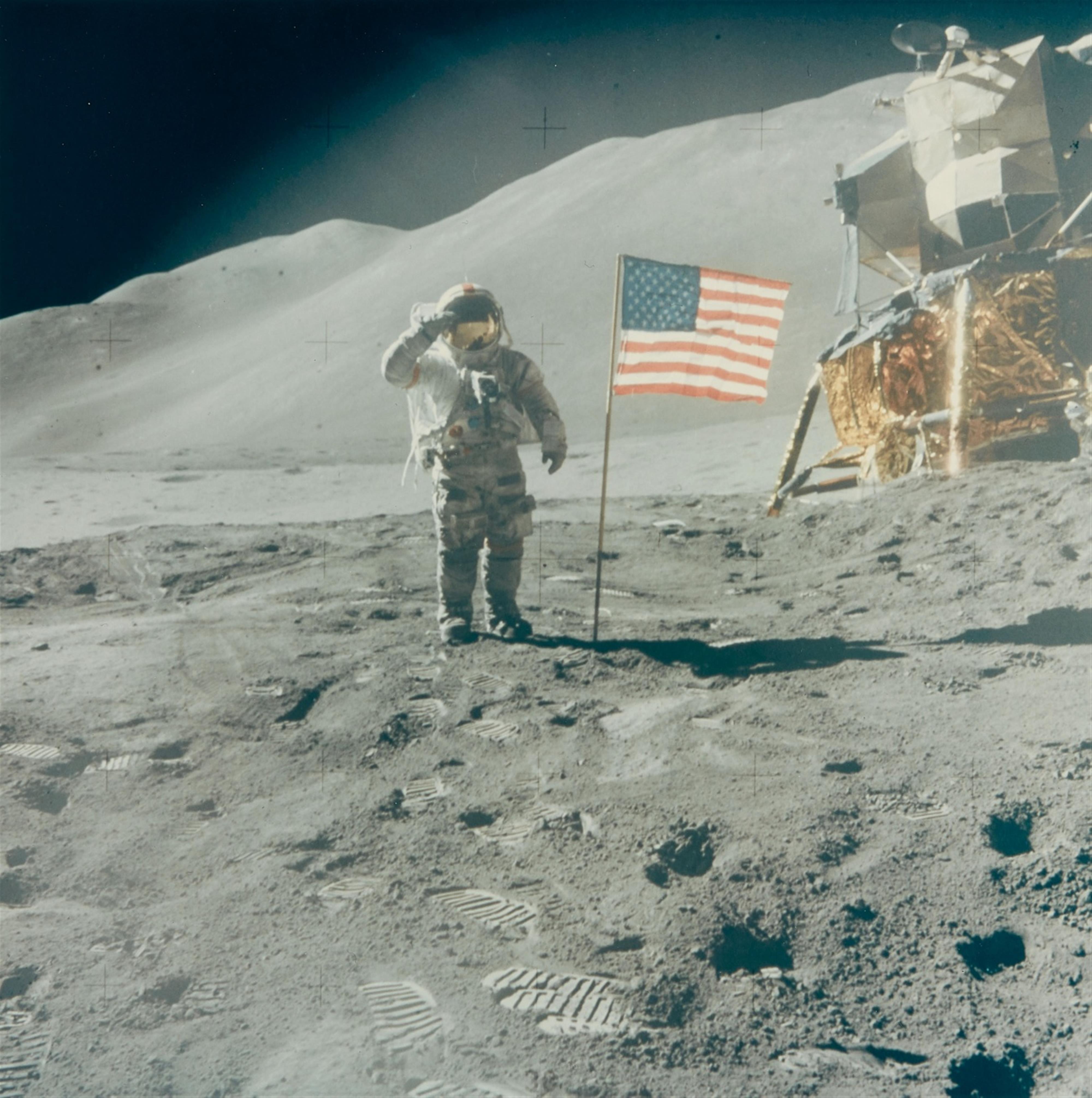NASA - Astronaut David Scott gives salute beside U.S. Flag during EVA - image-1