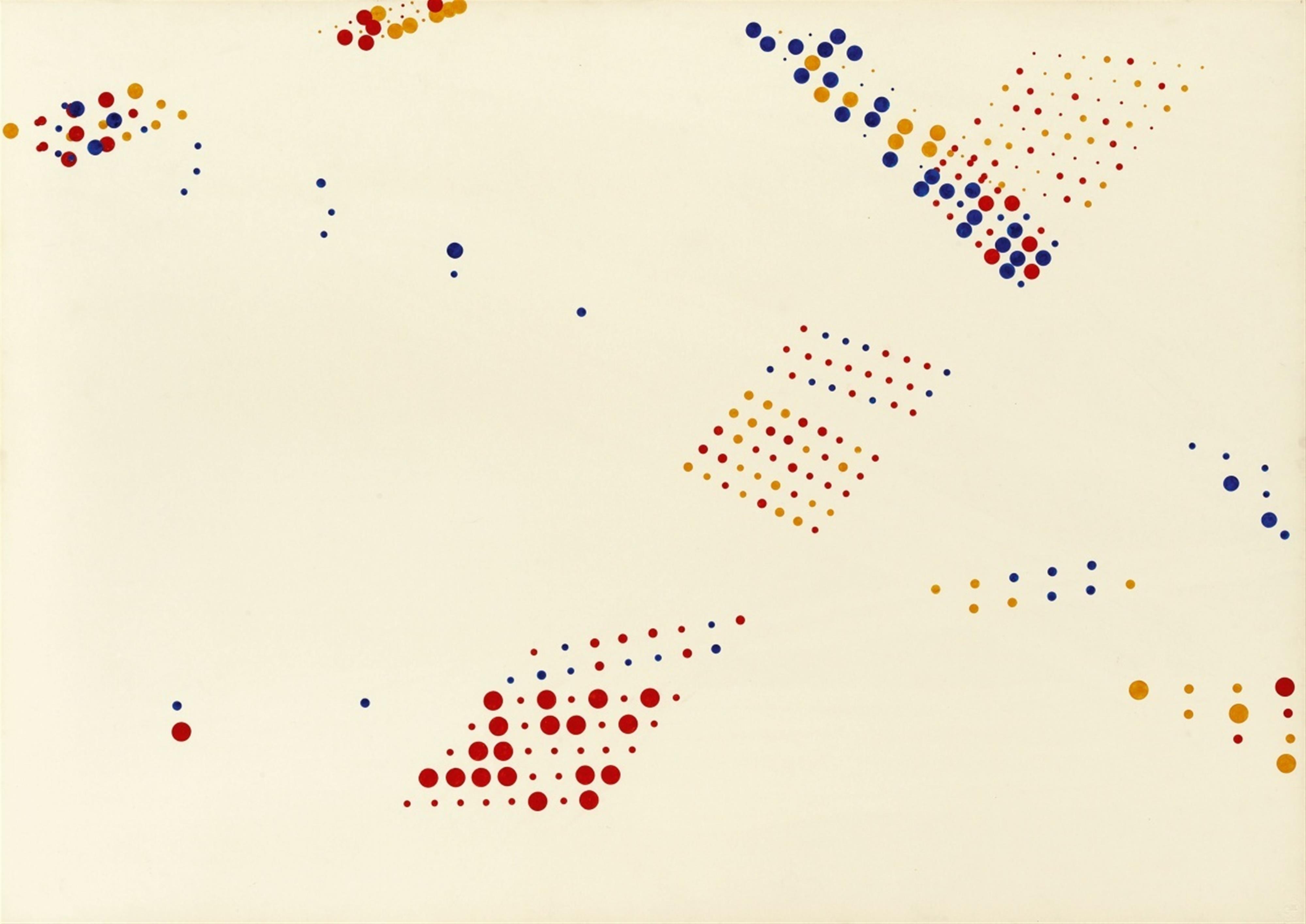 Herman de Vries - V 73 - 196 S (random puntraster tekening in drie kleuren) - image-1