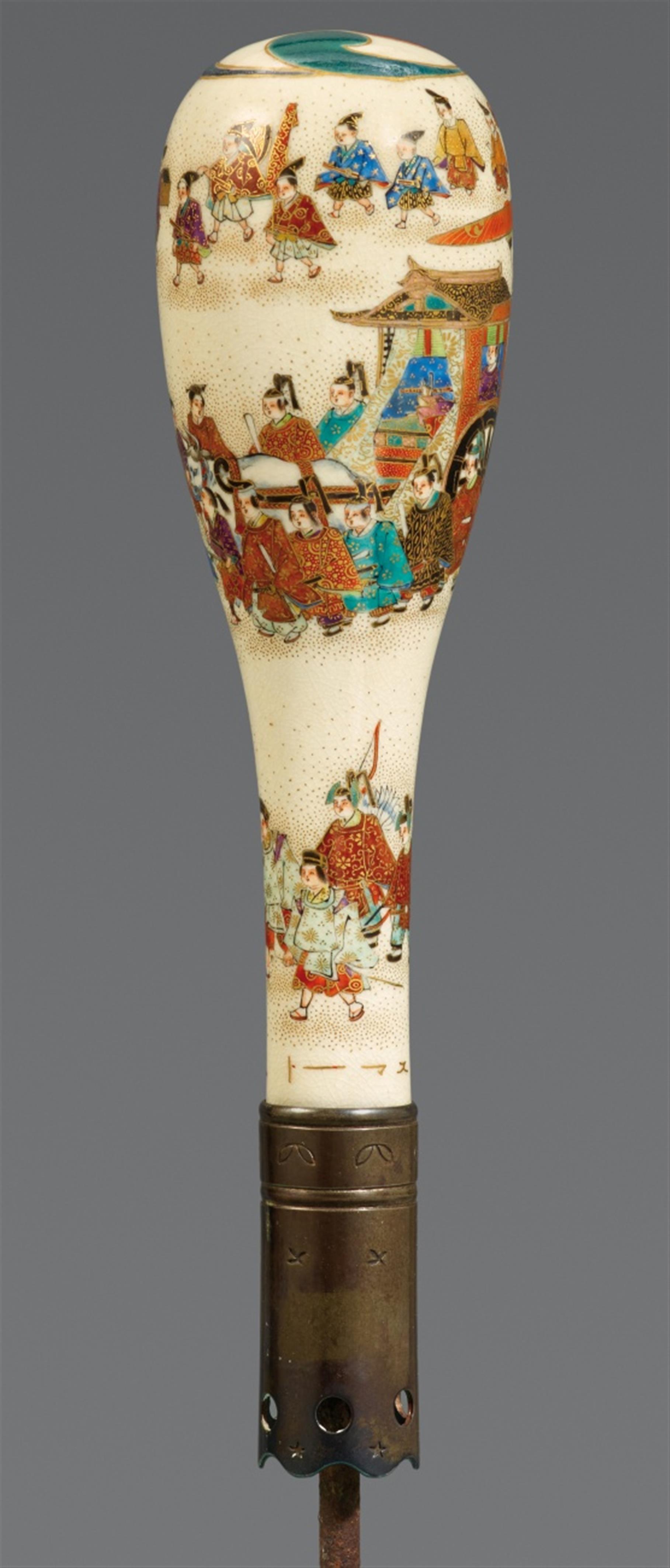 A Satsuma handle of a walking stick. Around 1900 - image-1