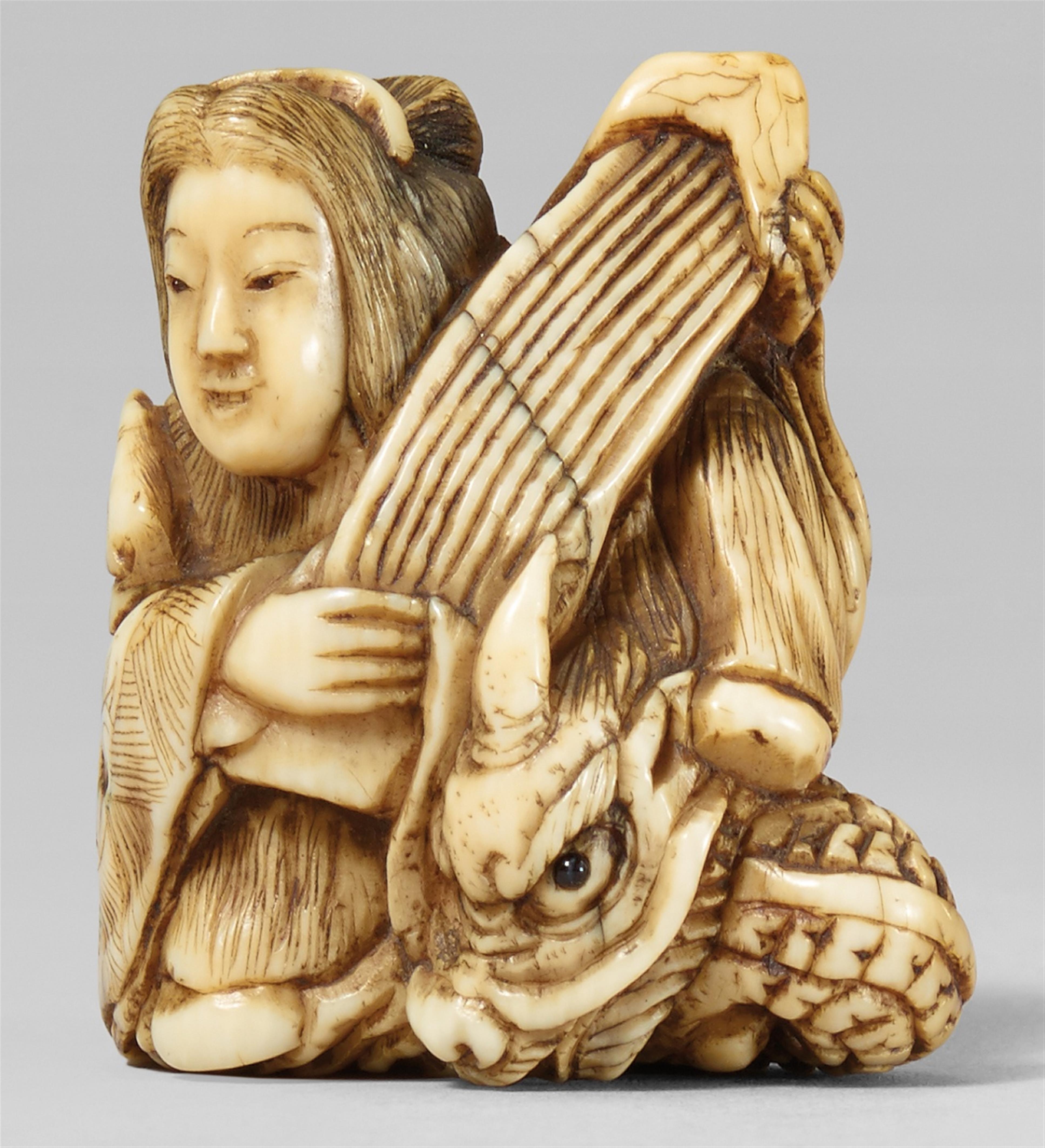 An ivory netsuke of Taishin Ô. 19th century - image-1