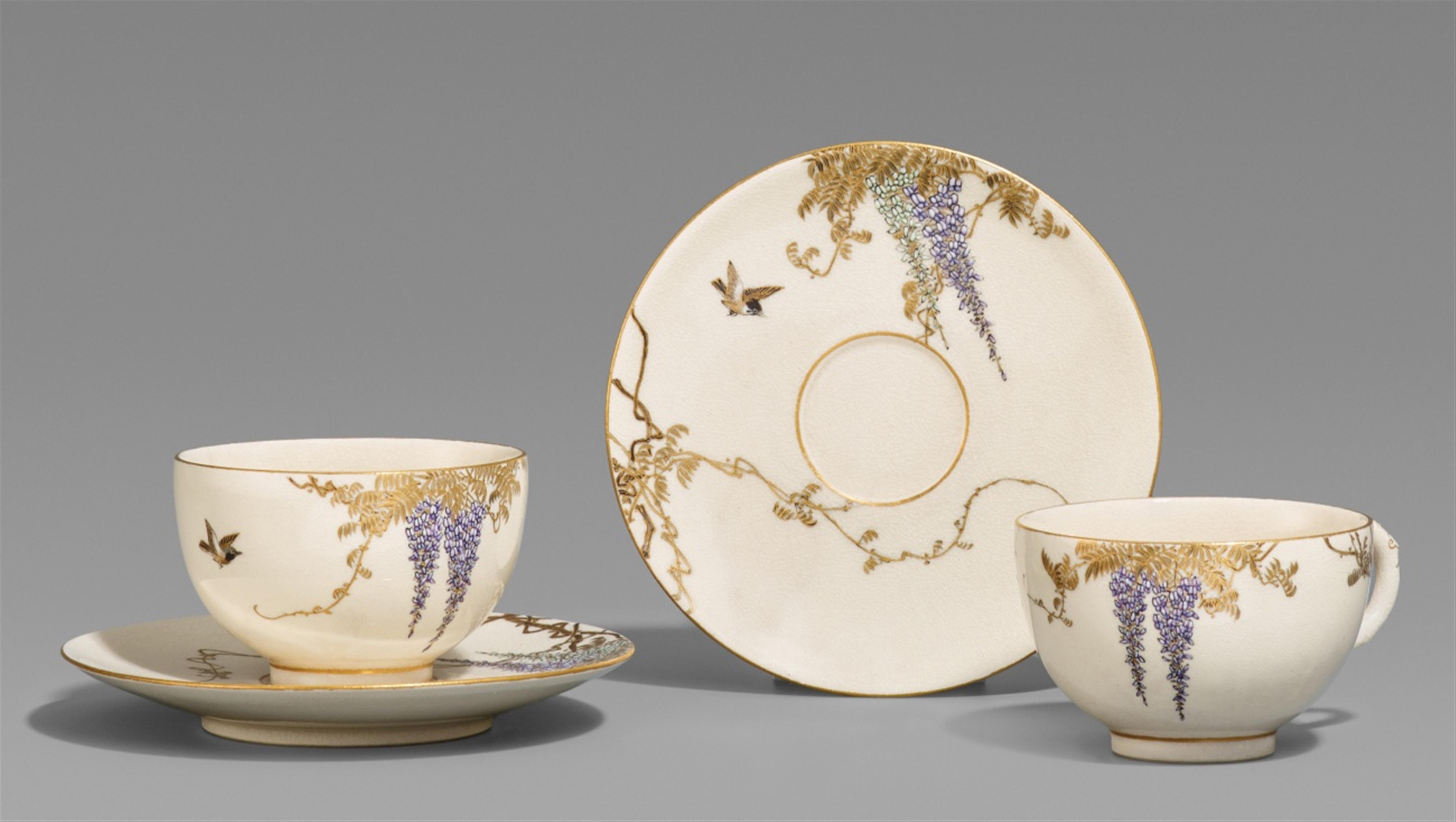 Two Yabu Meizan tea cups and saucers. Osaka. Around 1900 - image-1
