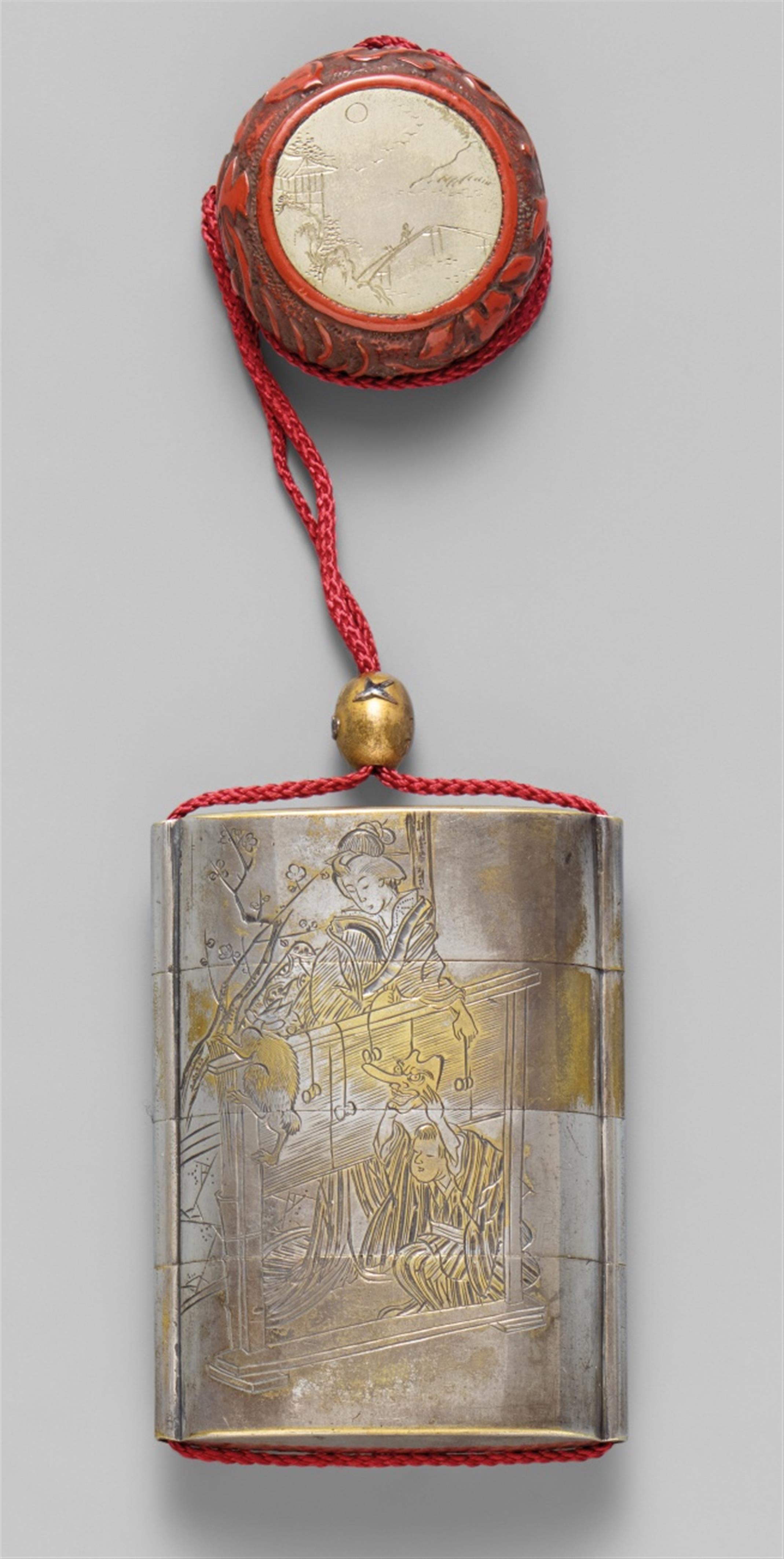 A three-case silver-plated inrô. Late 19th century, possibly after 1891 - image-1
