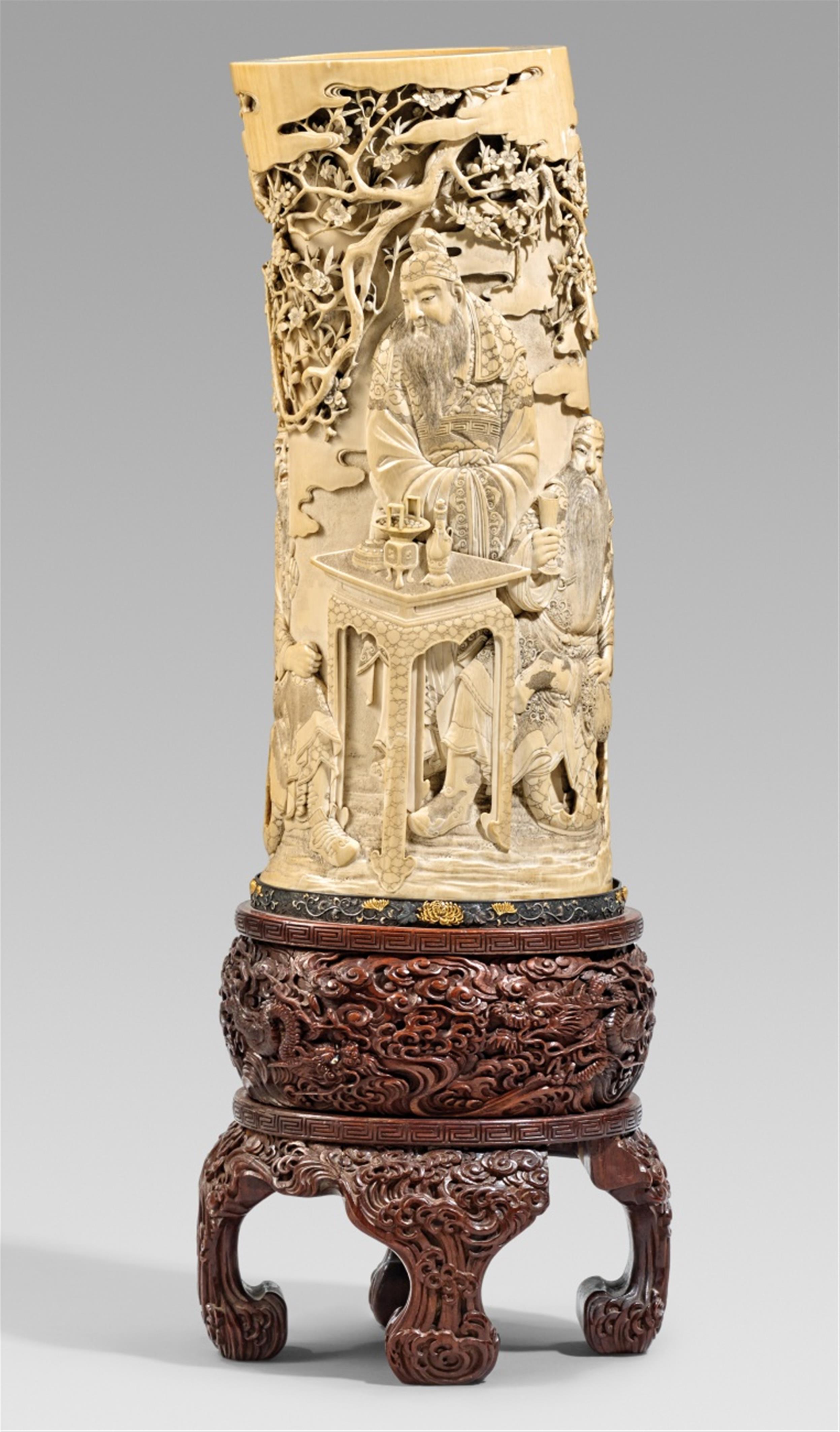 A superb Ishikawa Kômei ivory tusk vase.Tokyo. Ca. 1890 - image-1