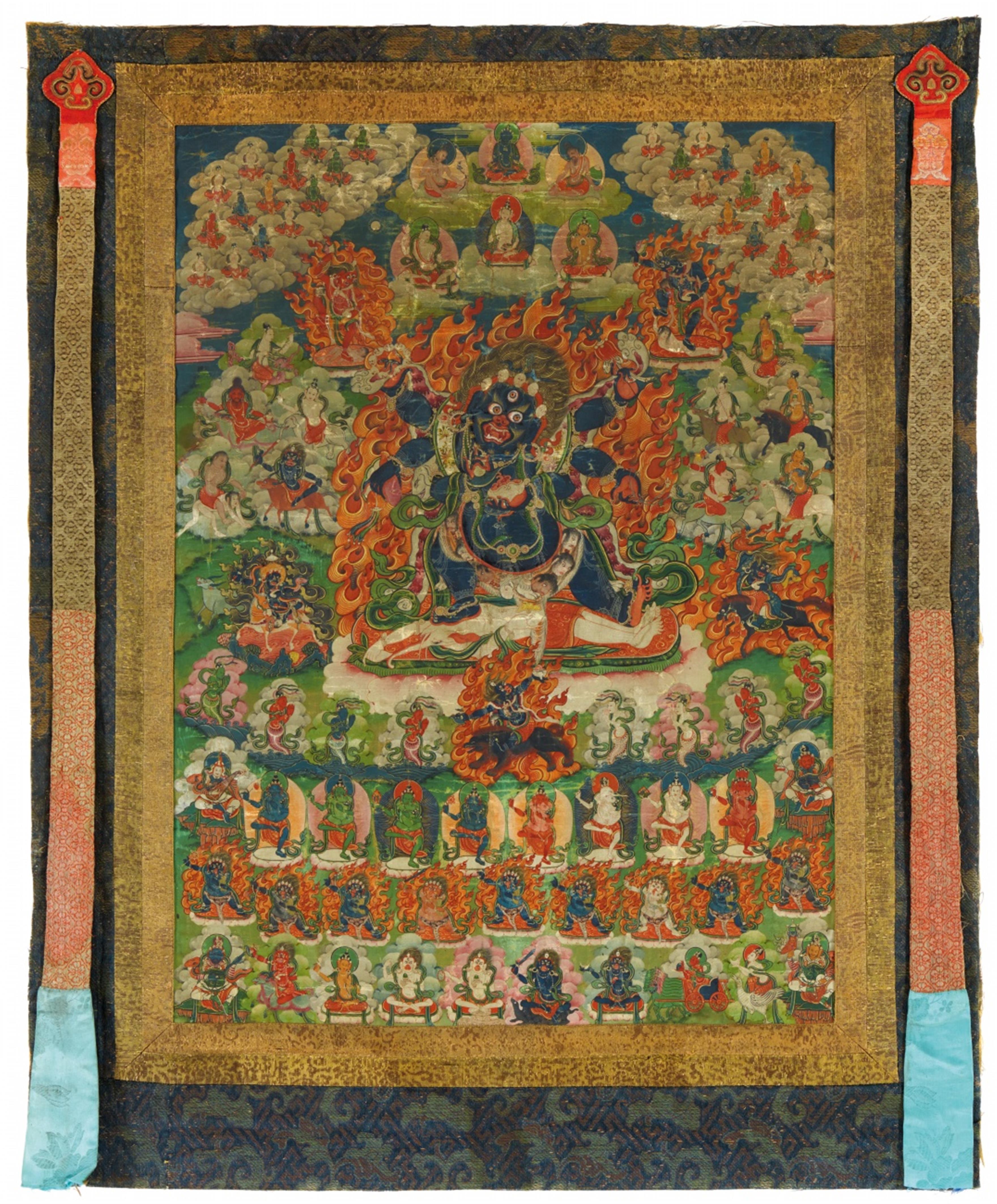 A Tibetan thangka of the six-armed Mahakala. 18th/19th century - image-1