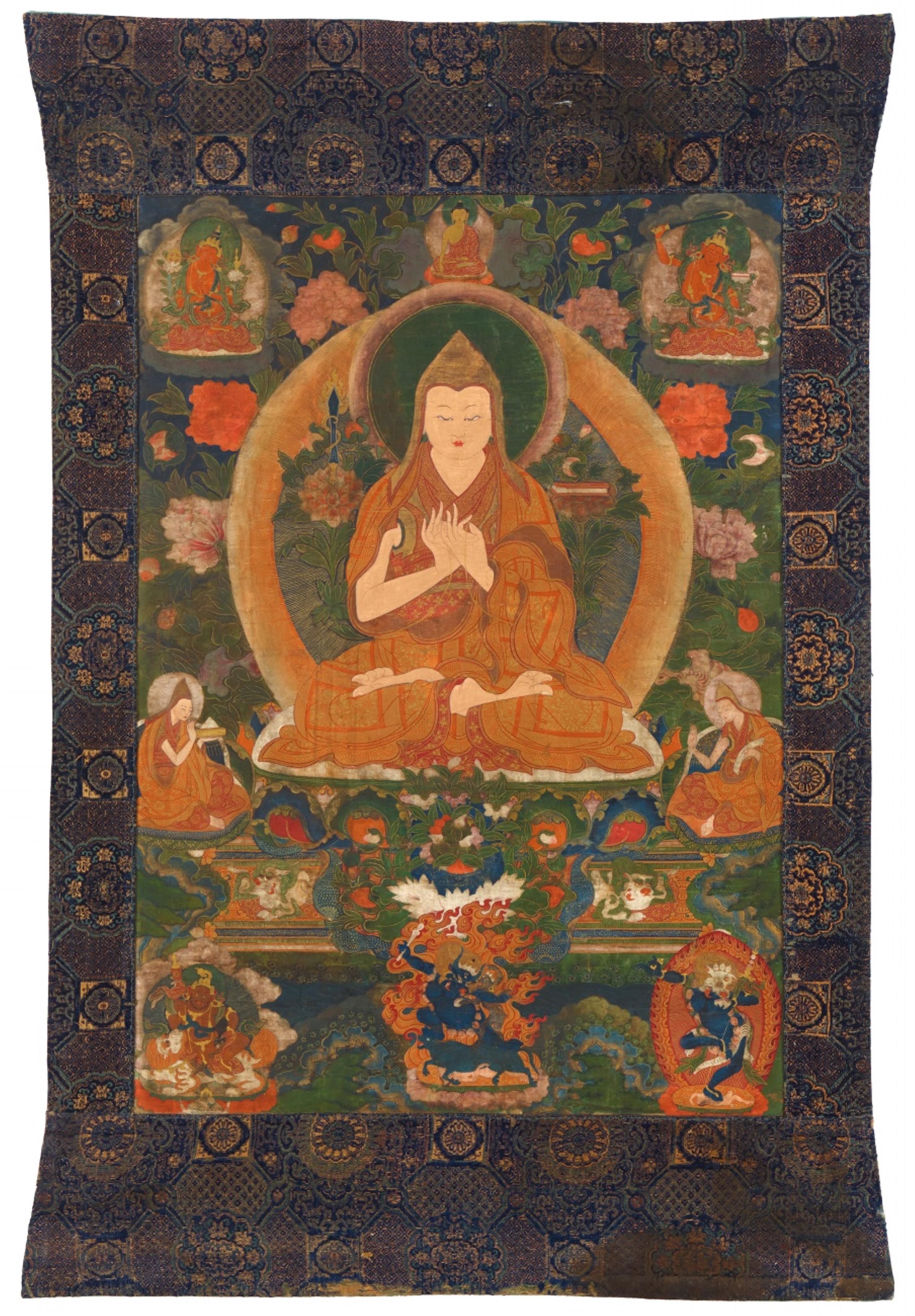A Sinotibetan thangka of Tsongkhapa. 18th/19th century - image-1