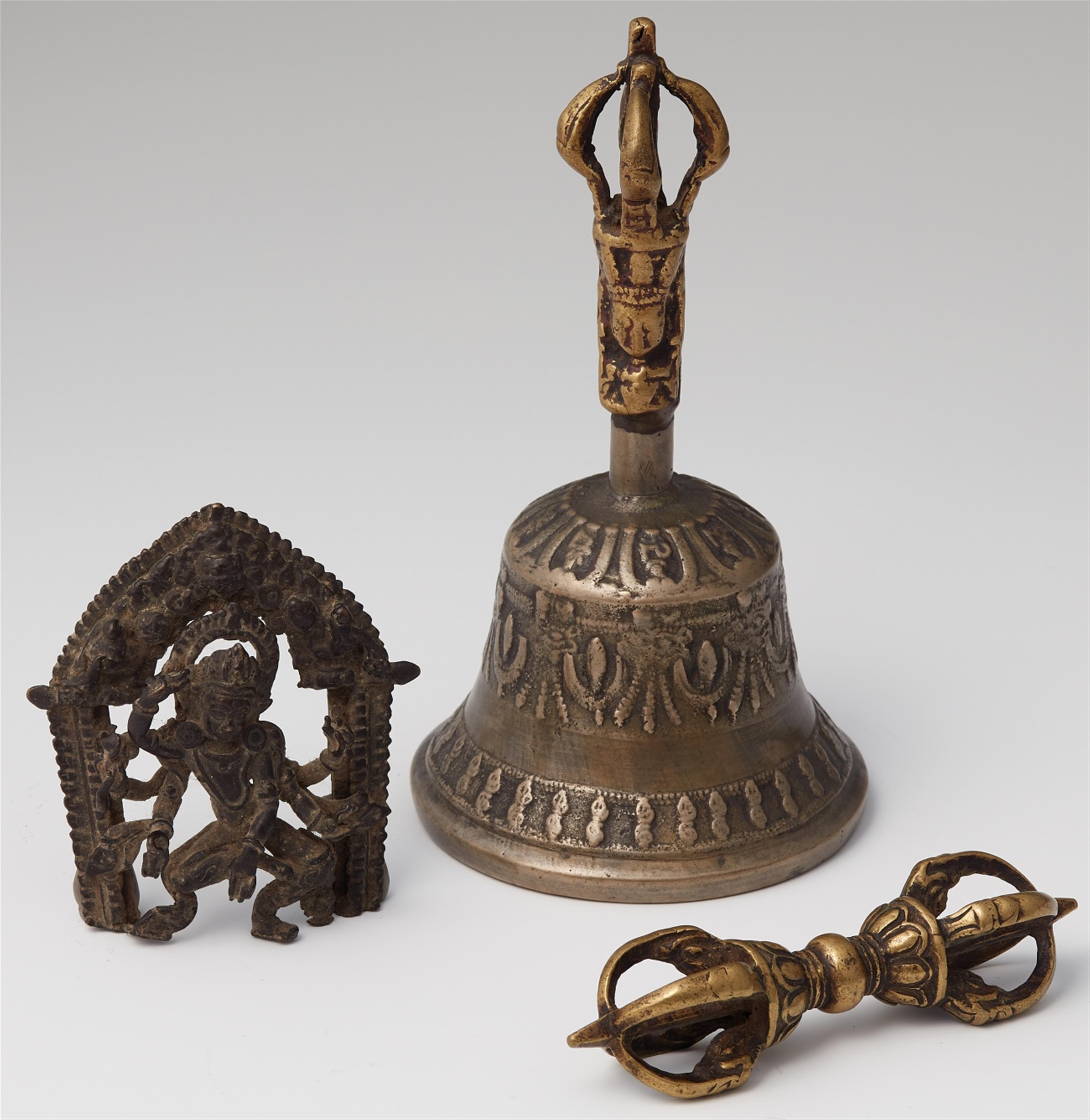 A Tibetan bronze vajra and mixed metal ghanta - image-1