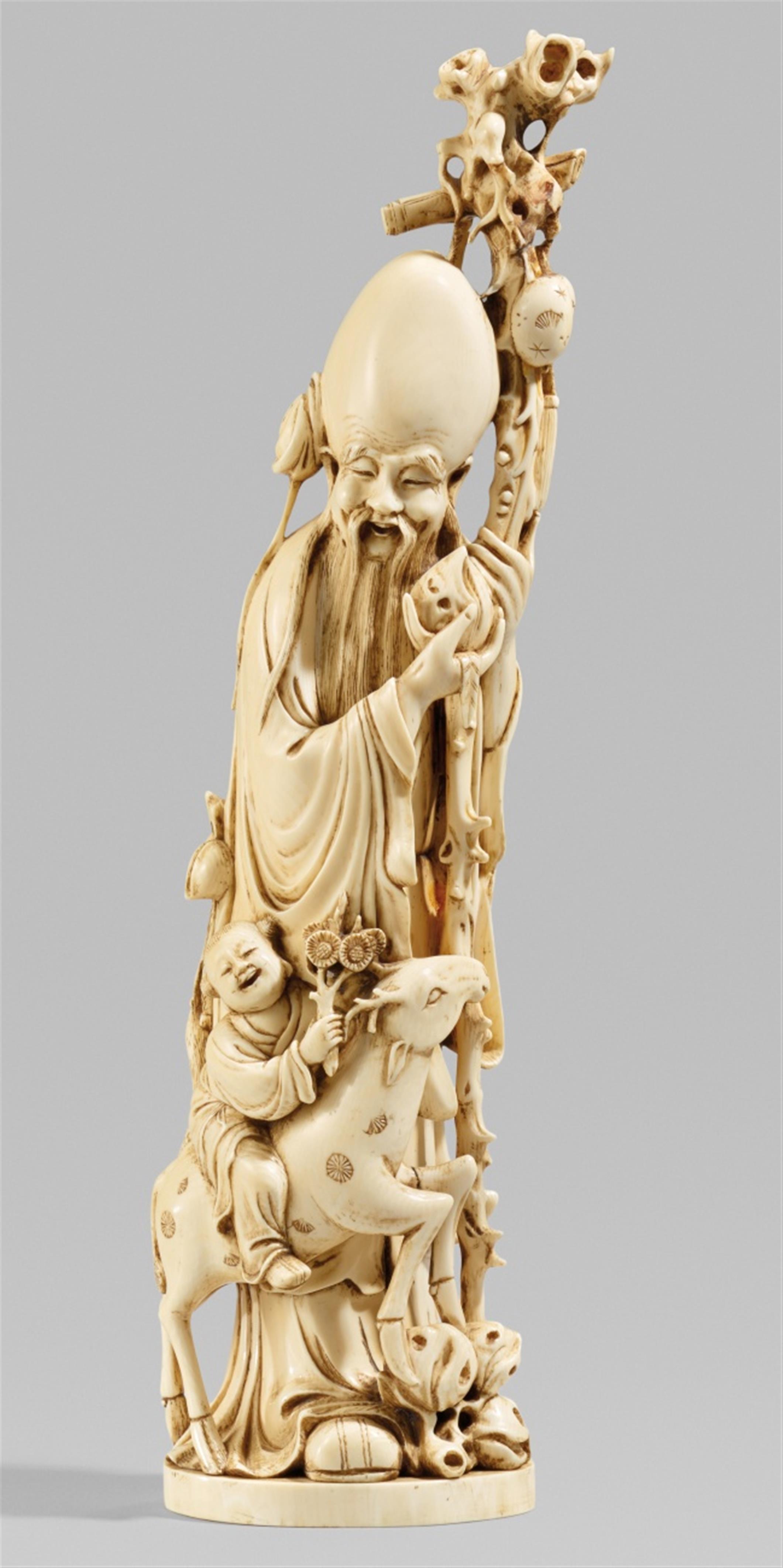 A lage ivory figure of Shoulao. 19th century - image-1