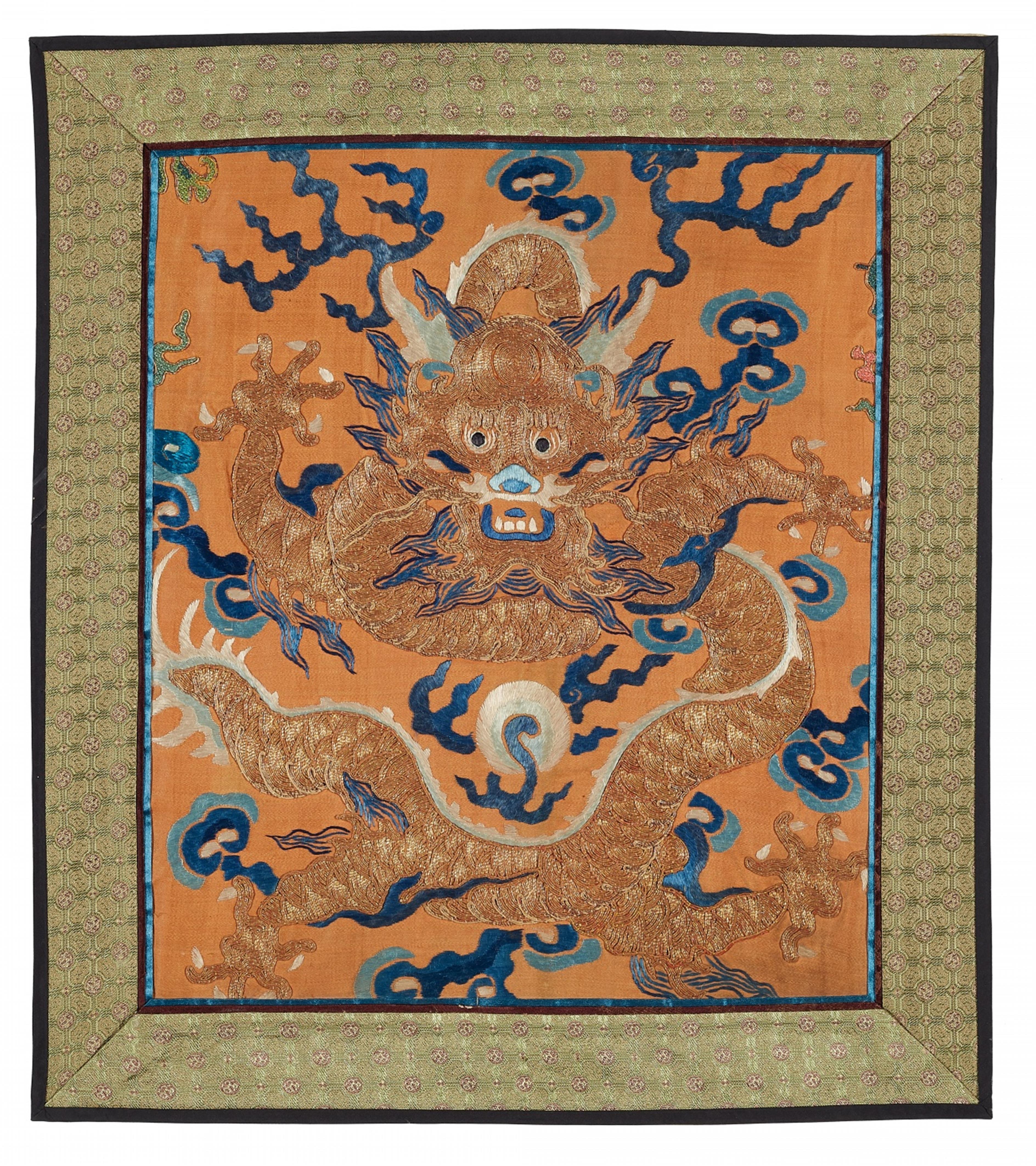 Nine silk dragon robe fragments. Qing dyansty - image-1