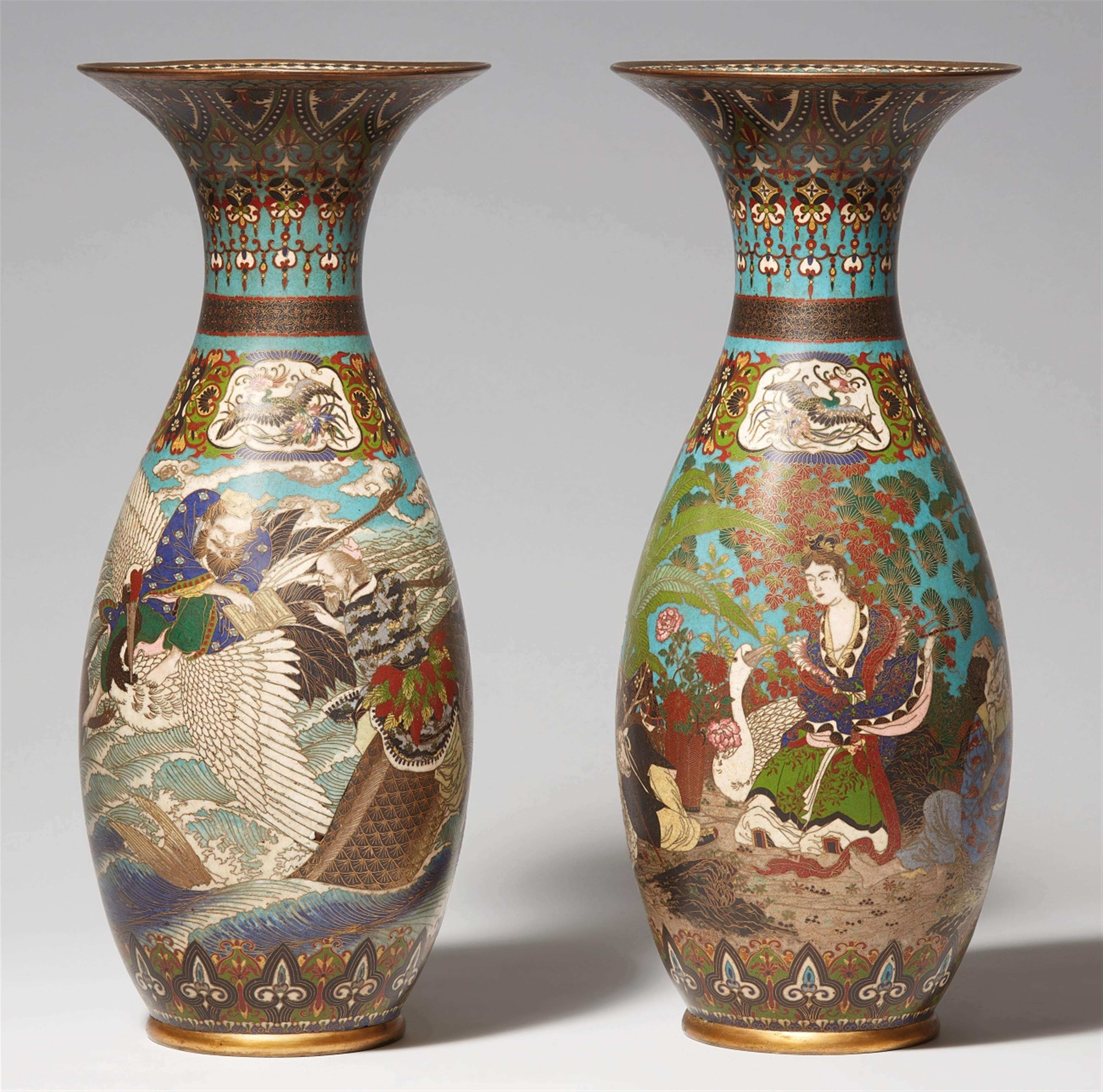 A pair of large cloisonné vases. Late 19th century - image-1