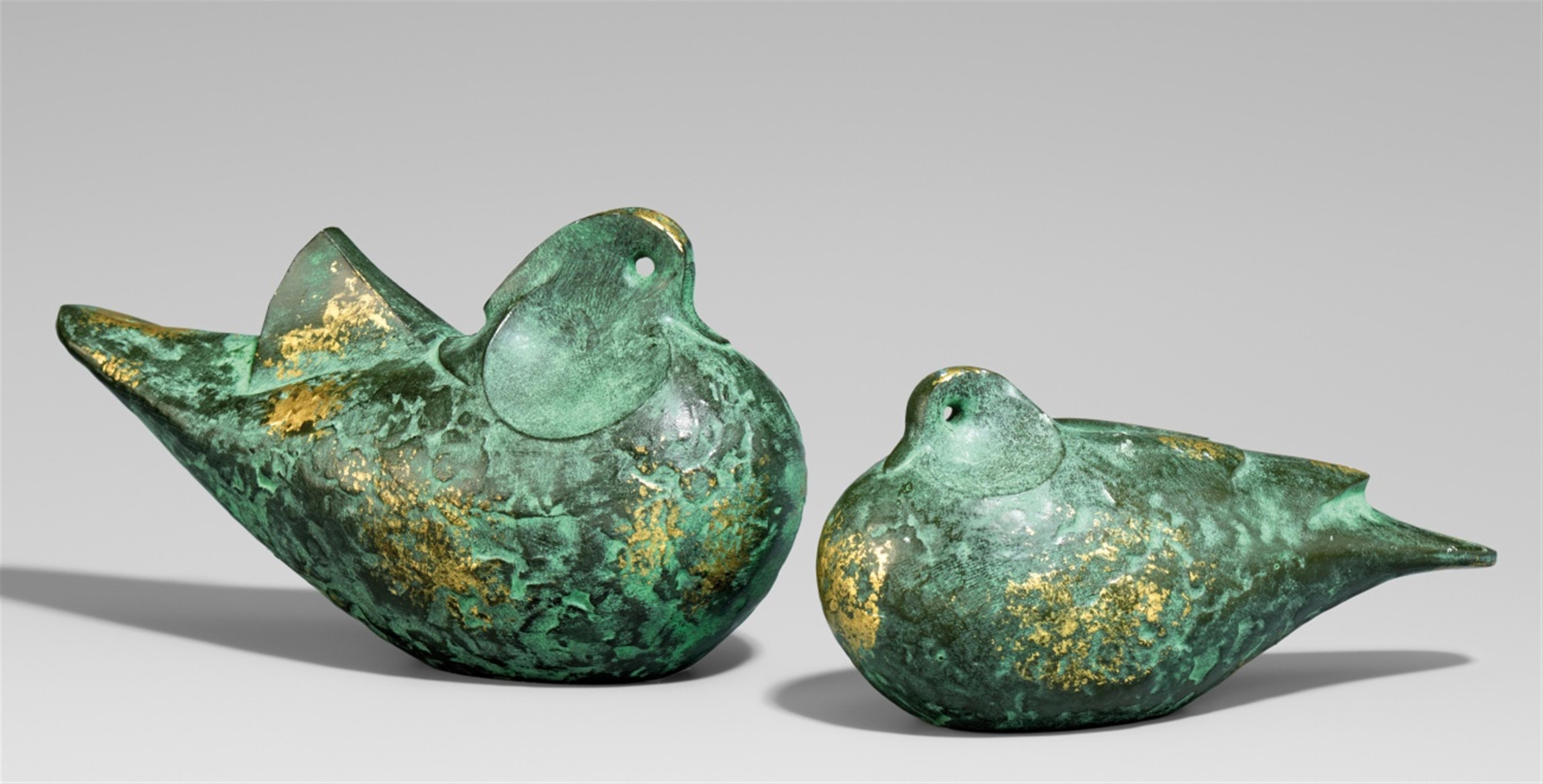 A pair of bronze mandarin ducks. Late 20th century - image-1