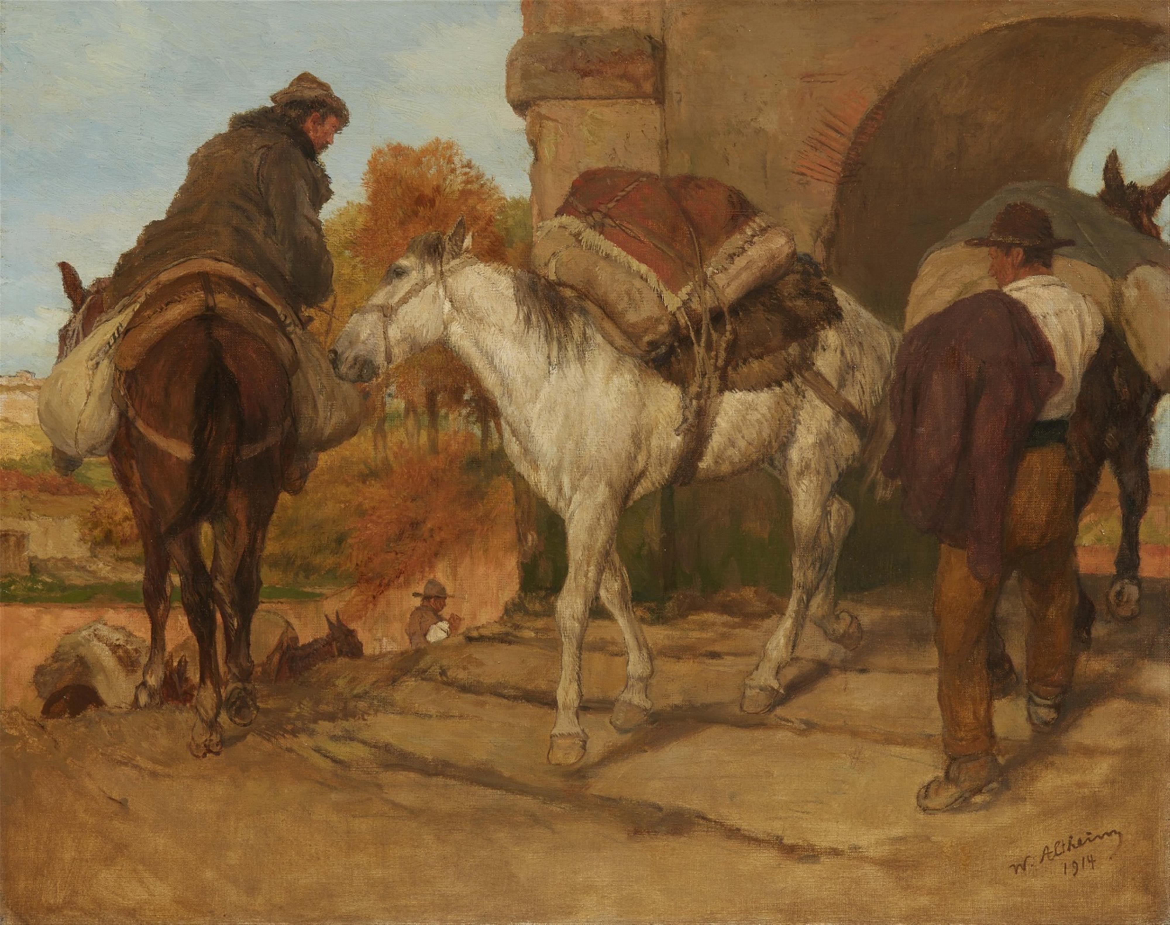 Wilhelm Altheim - Pack Horses by an Archway - image-1