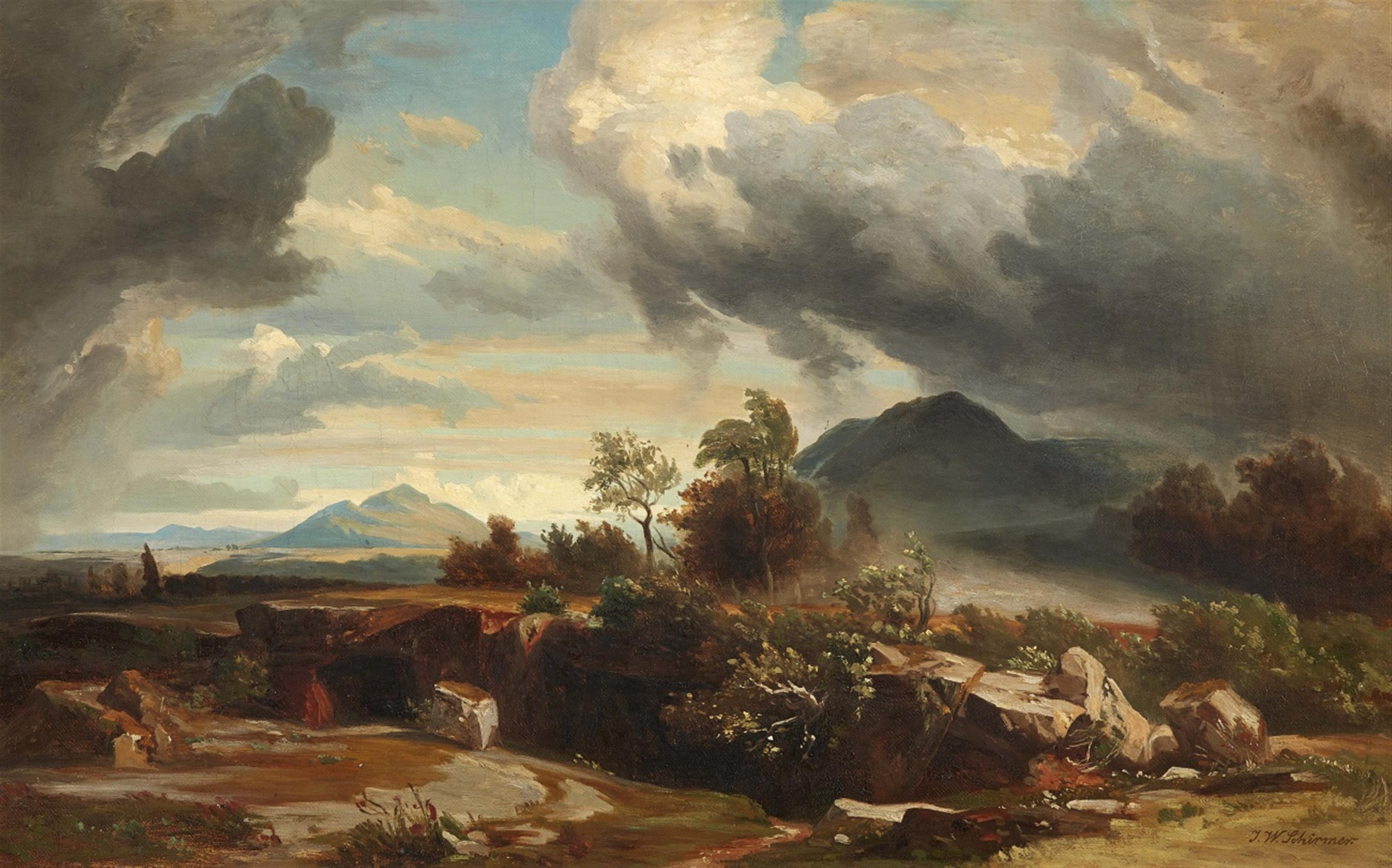 Johann Wilhelm Schirmer, circle of - Approaching Storm in the Roman Campagna - image-1