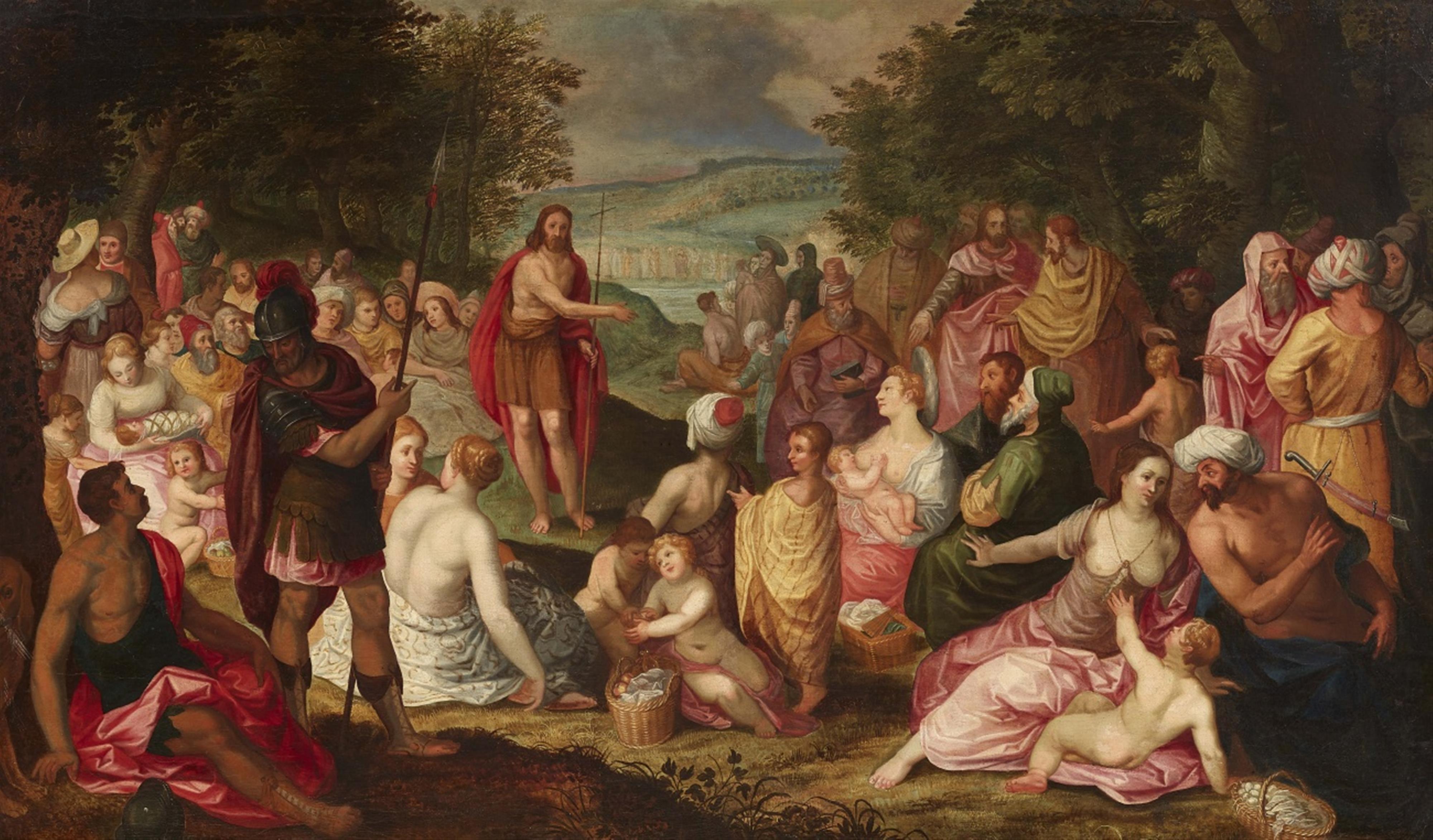 Probably Antwerp School early 17th century - John the Baptist Preaching - image-1