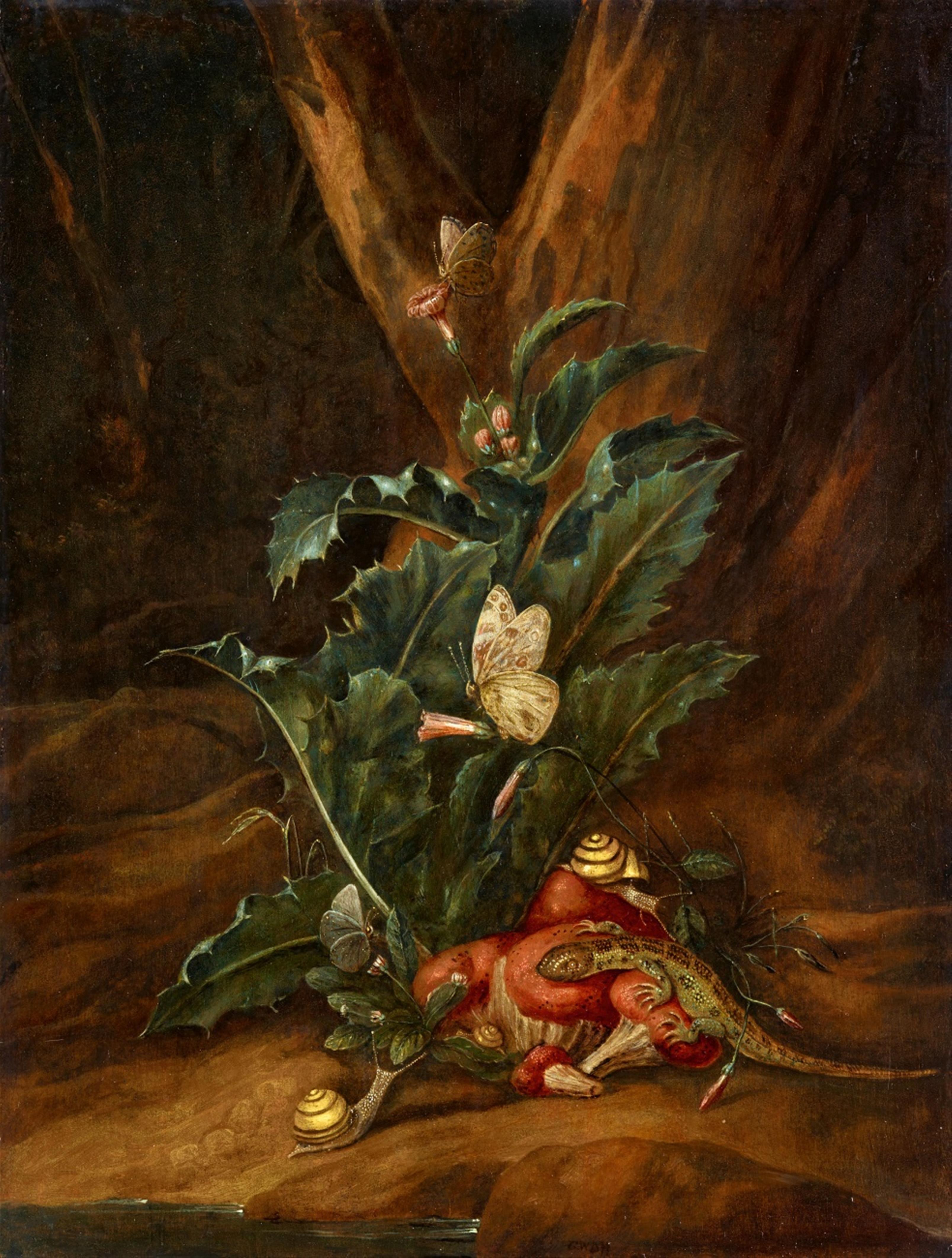 Carl Wilhelm de Hamilton - Waldbodenstillleben mit einer Distel, Pilzen, Schnecken und einer Eidechse - image-1