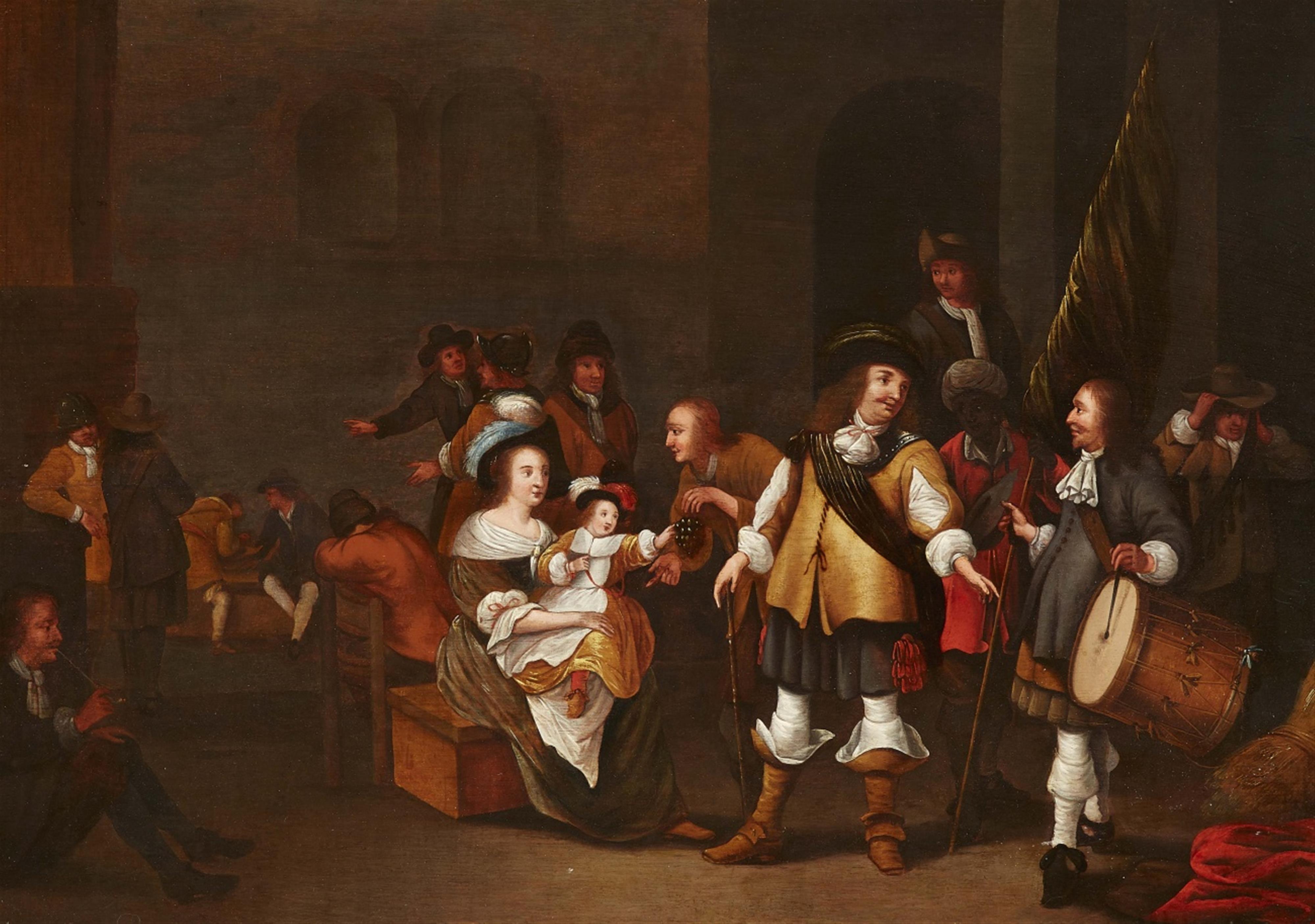 Netherlandish School 17th century - Interior Scene with Soldiers - image-1